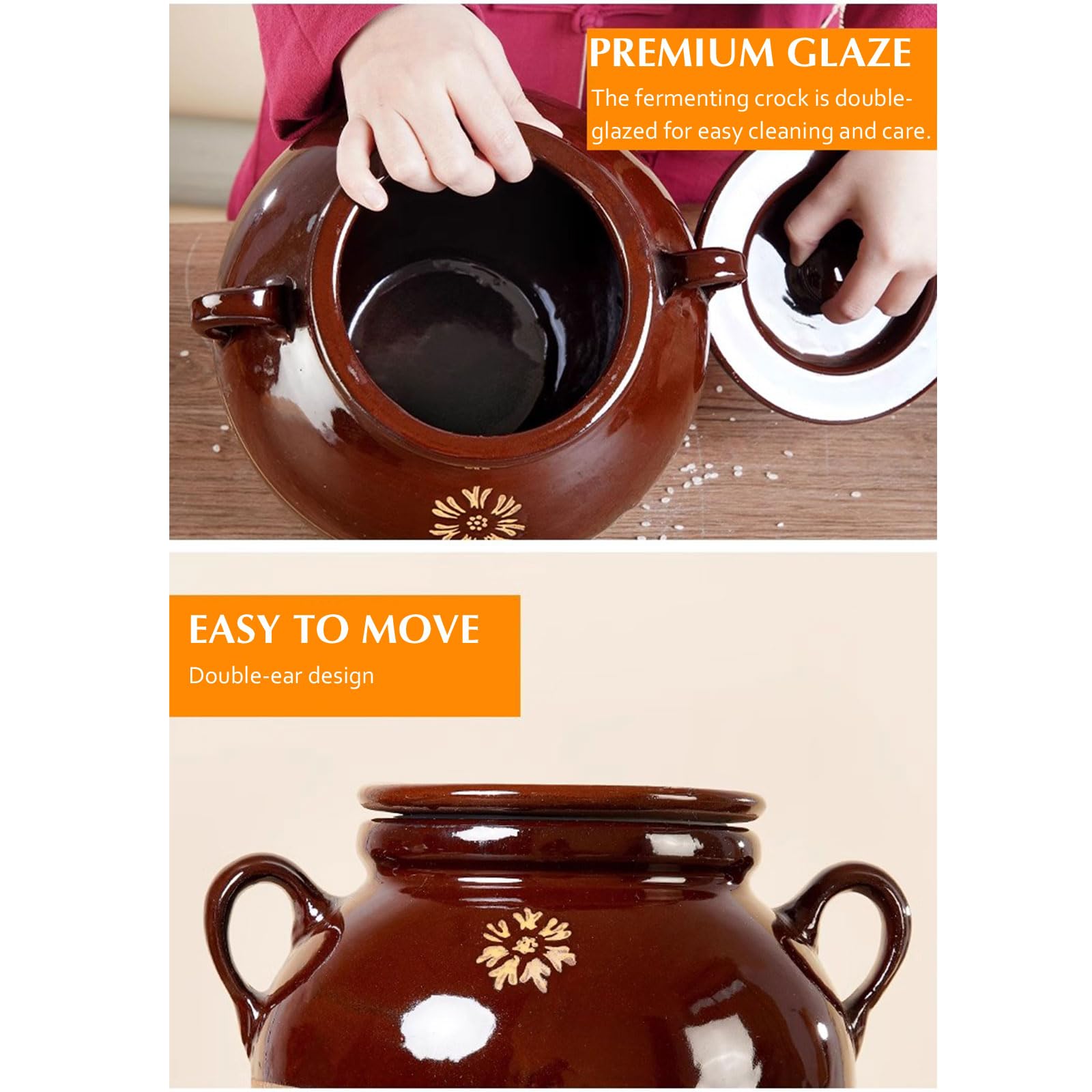 Ceramiczny słoik do fermentacji - słoik na ogórki kiszone i fermentację z uszczelnioną pokrywką(5L)