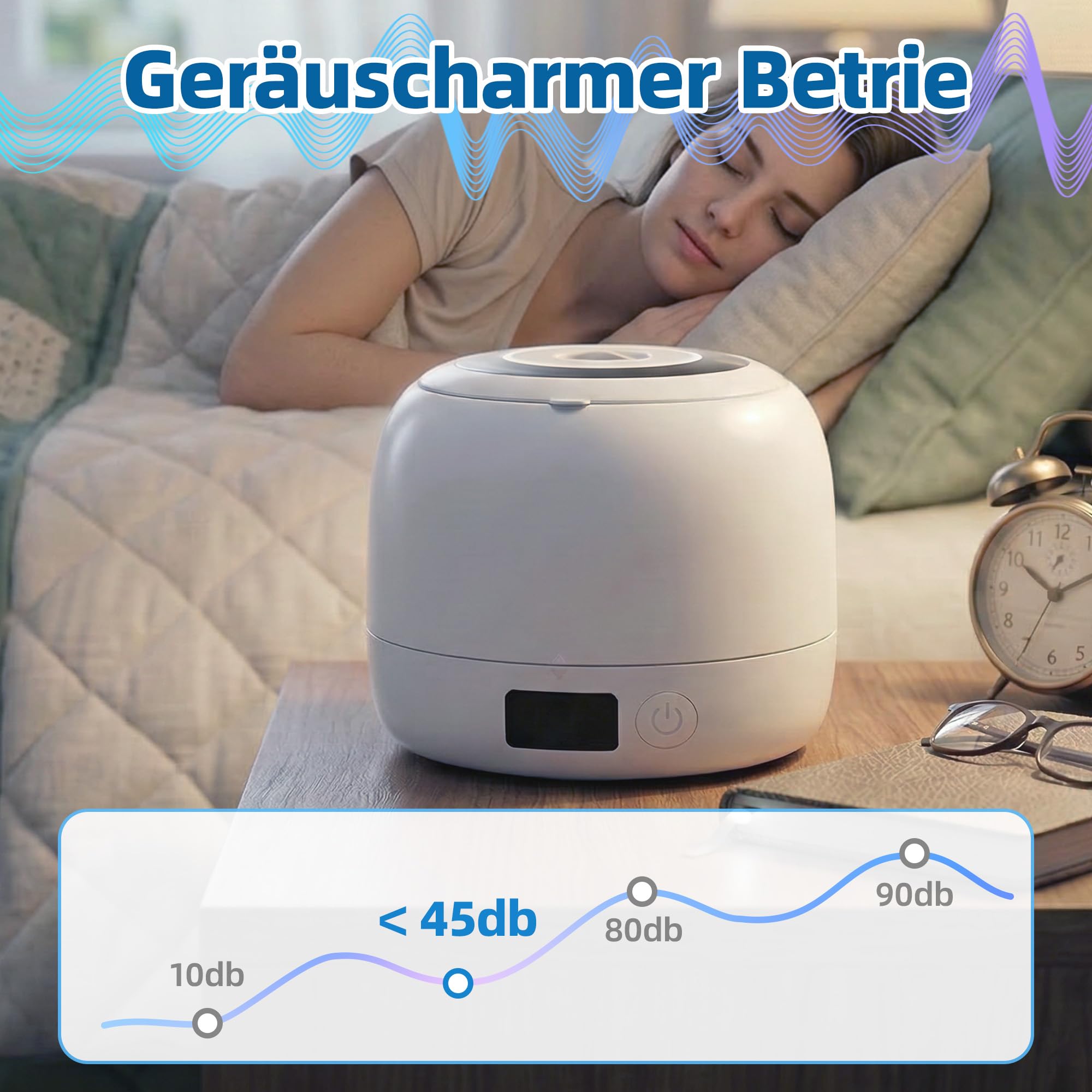 Carehabi Ultraschallreinigungsgerät Zahnschiene & Prothesen - 45kHz Dental Pod mit UV-Licht & Abnehmbarem 200ml Tank - Elektrischer Reiniger für Aufbissschienen, Retainer, Zahnspangen & Schmuck