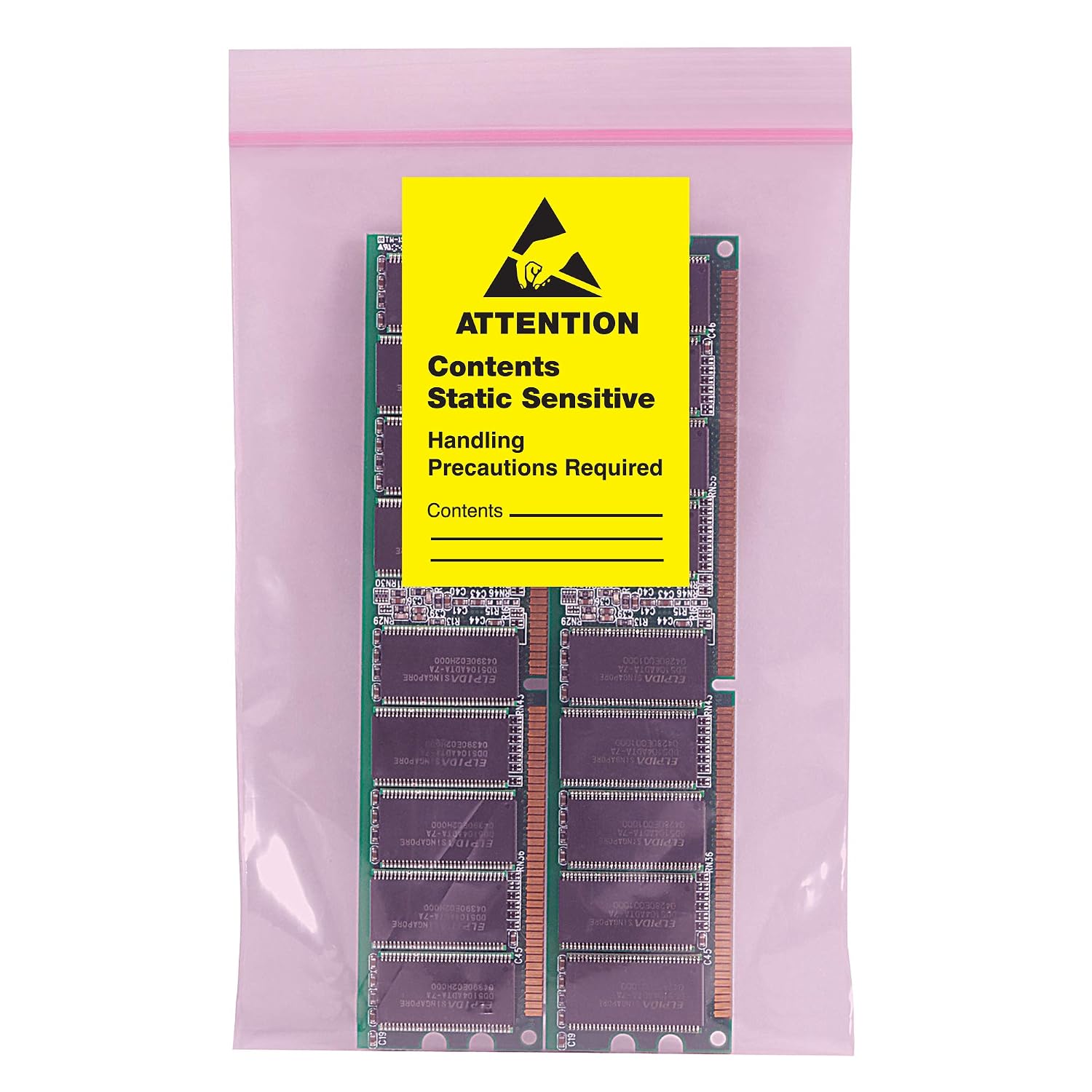 Tape Logic Aviditi Tape Logic 1 3/4" x 2 1/2","Contents Static Sensitive" Black/Yellow Warning Sticker, for Shipping, Handling, Packing, and Moving (1 Roll of 500 Labels)