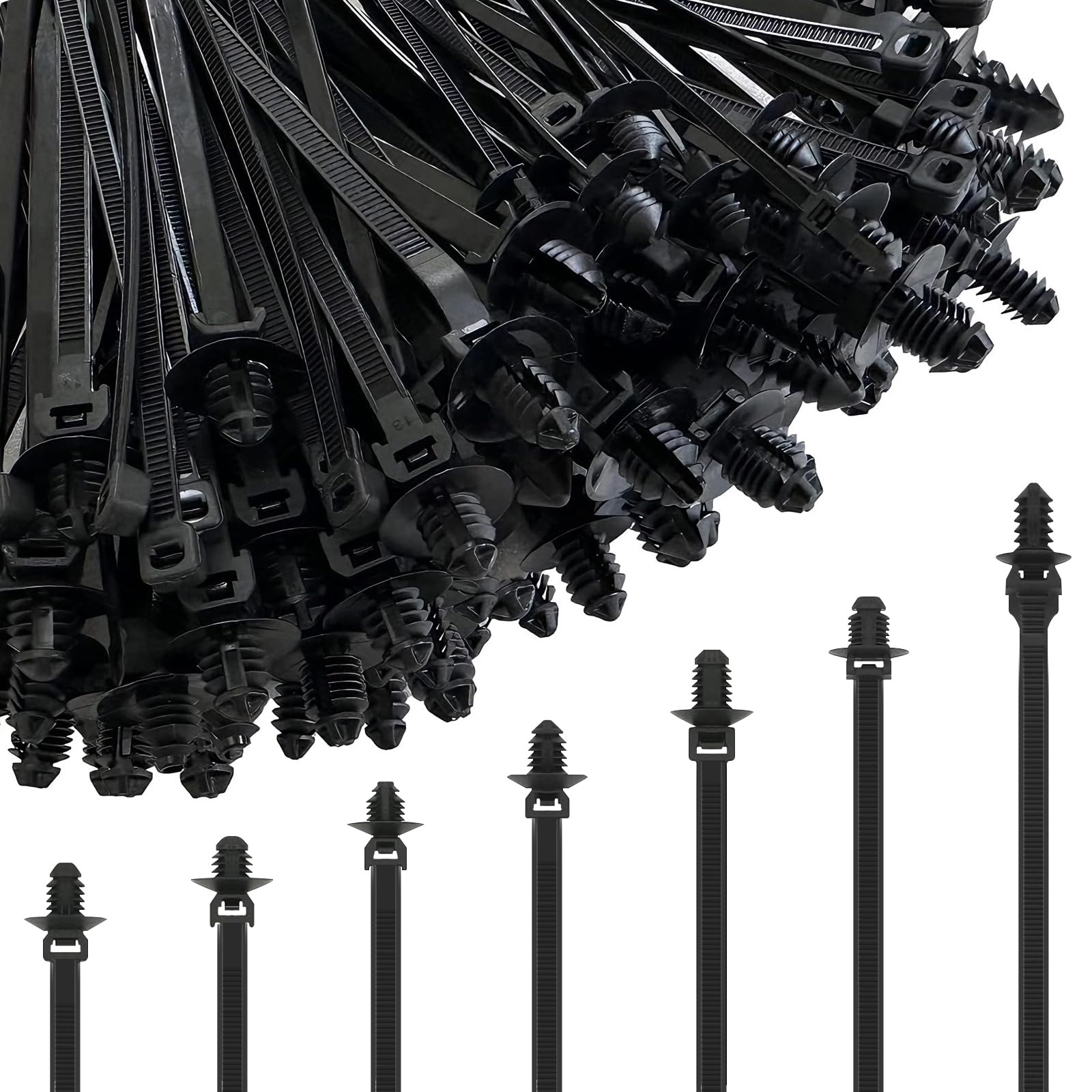 Amazon.com: 70Pcs Cable Ties Push Mount Nylon Zipper Clips Zip