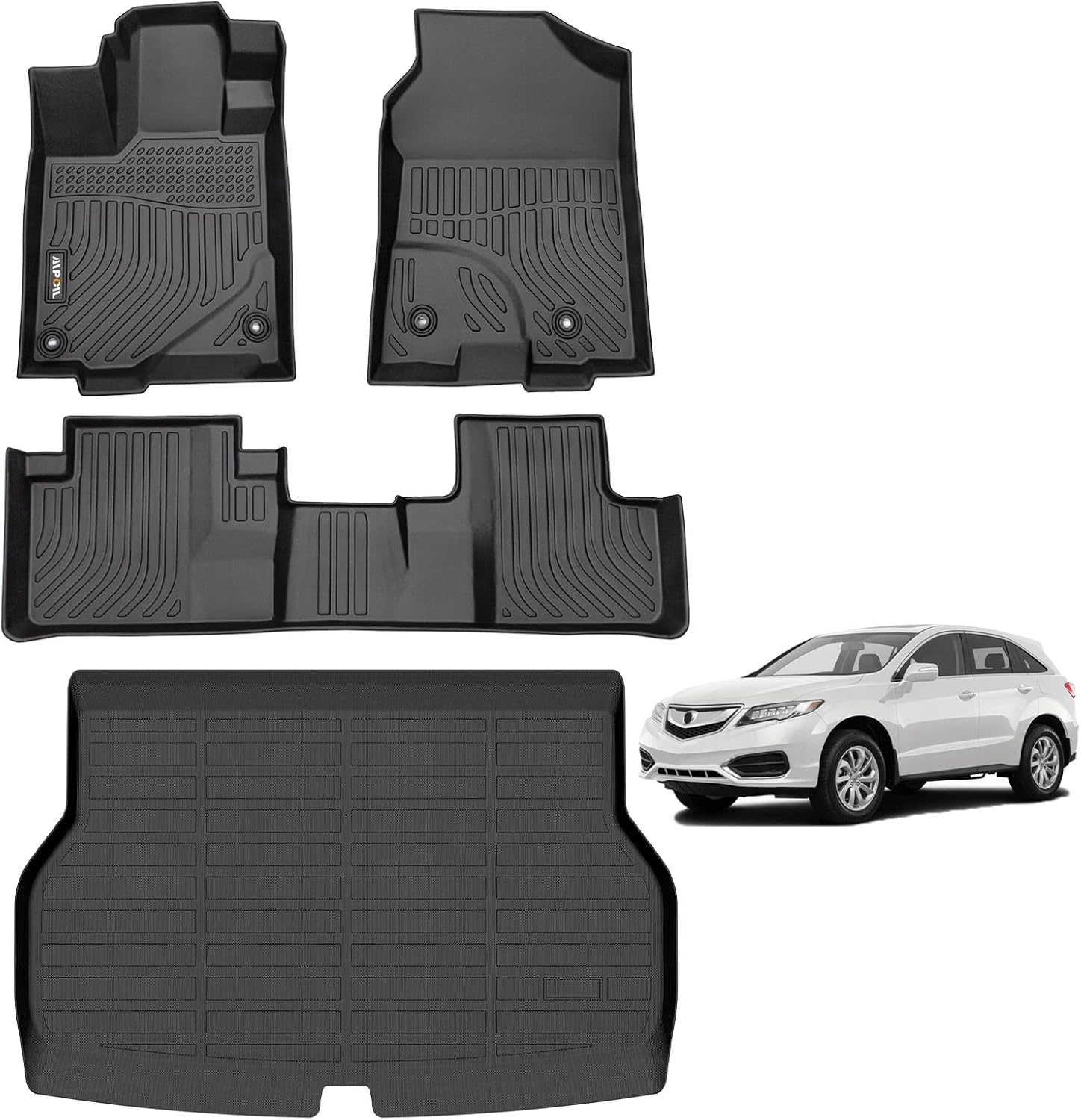 AIPOIL® Floor Mats & Cargo Liner Set for 2016-2018 Acura RDX All Weather Protection TPE Anti-Slip Automotive Full Set Custom Car Mats Accessories - Black 42) For RDX 2016-2018 Full Set