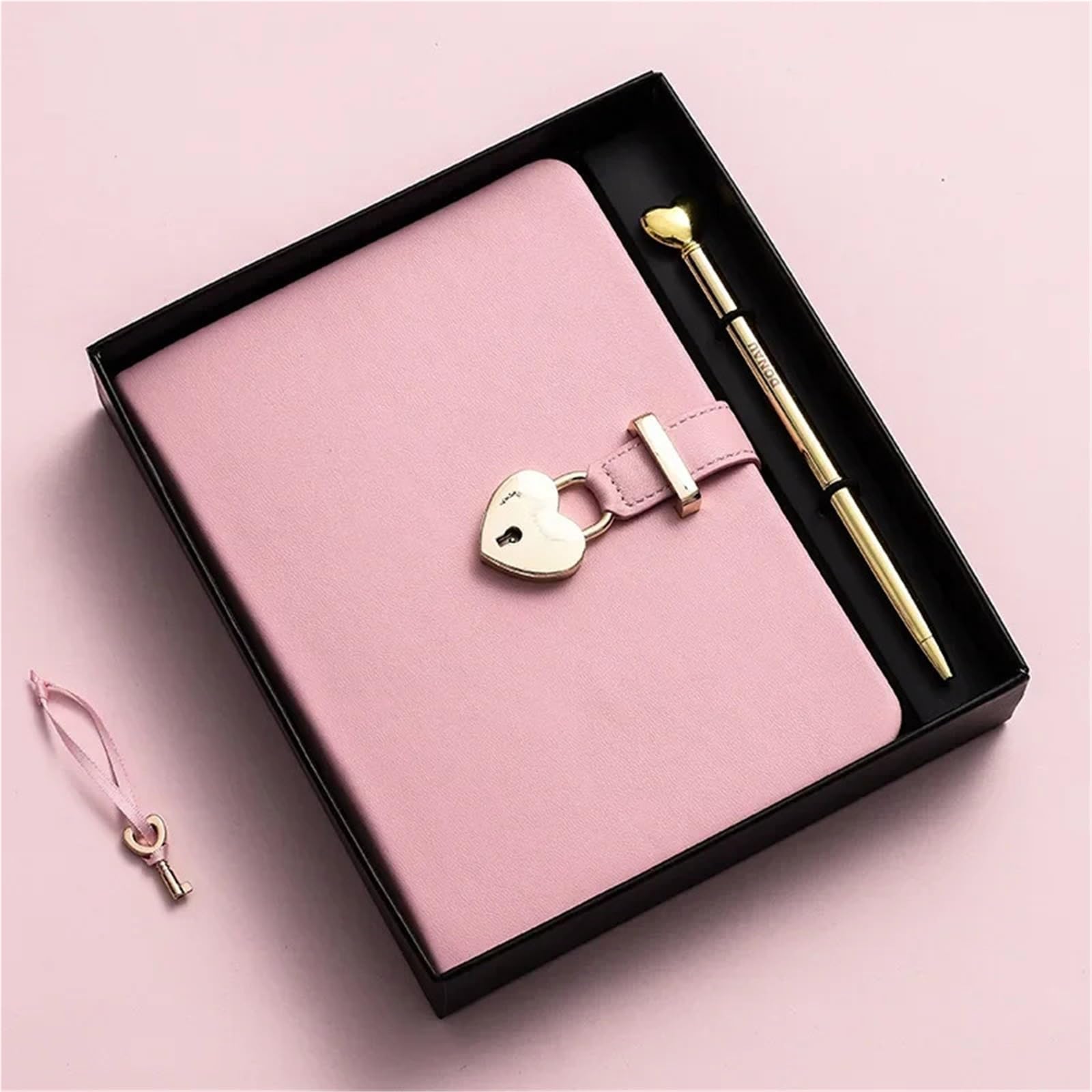 Taccuino A5 a righe Taccuino Love Lock | Cancelleria for l'apprendimento del taccuino impermeabile for l'aula di San Valentino(Black)