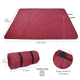 REDCAMP Large Waterproof Stadium Blanket for Cold Weather, Soft Warm Fleece Camping Blanket Windproof for Outdoor Sports, Red