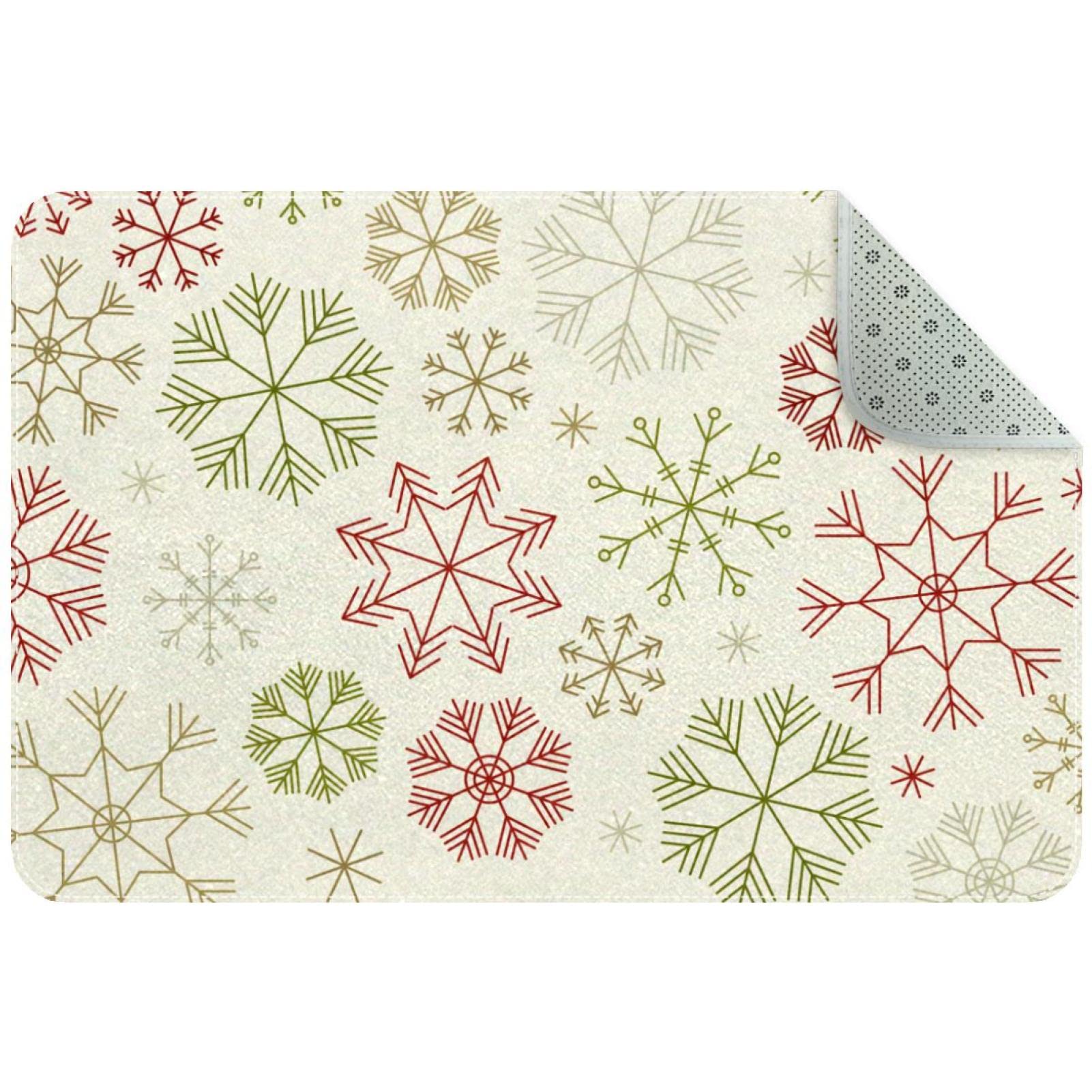 Tapis d'entrée durable beige avec flocon de neige et paillasson de porte
