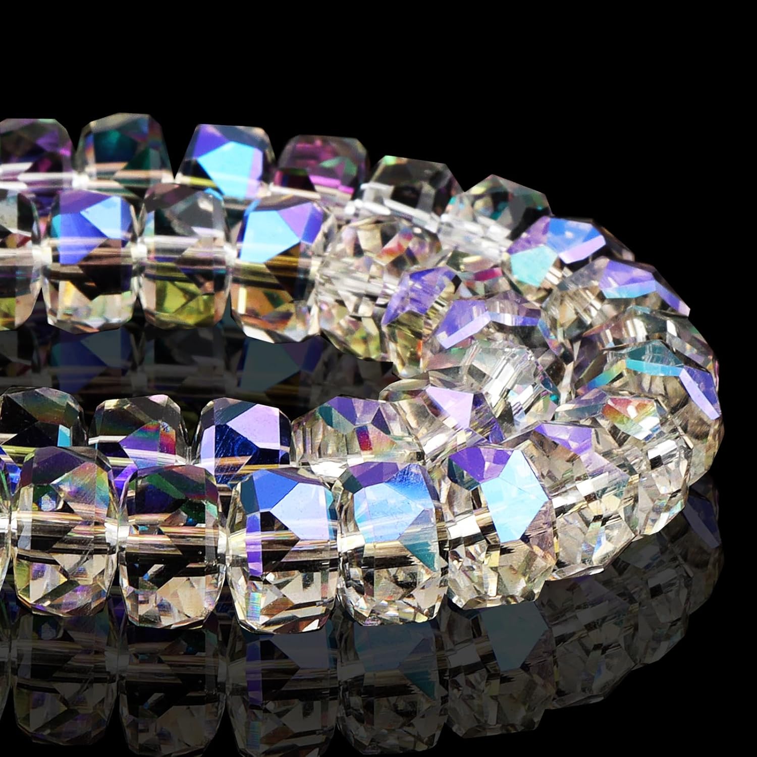 8mm Sparkle Rondelle Crystal Beads for Jewelry Making - Spacer Faceted Beads for Bracelets(75-80pcs, Translucent Purple AB) - Image 2