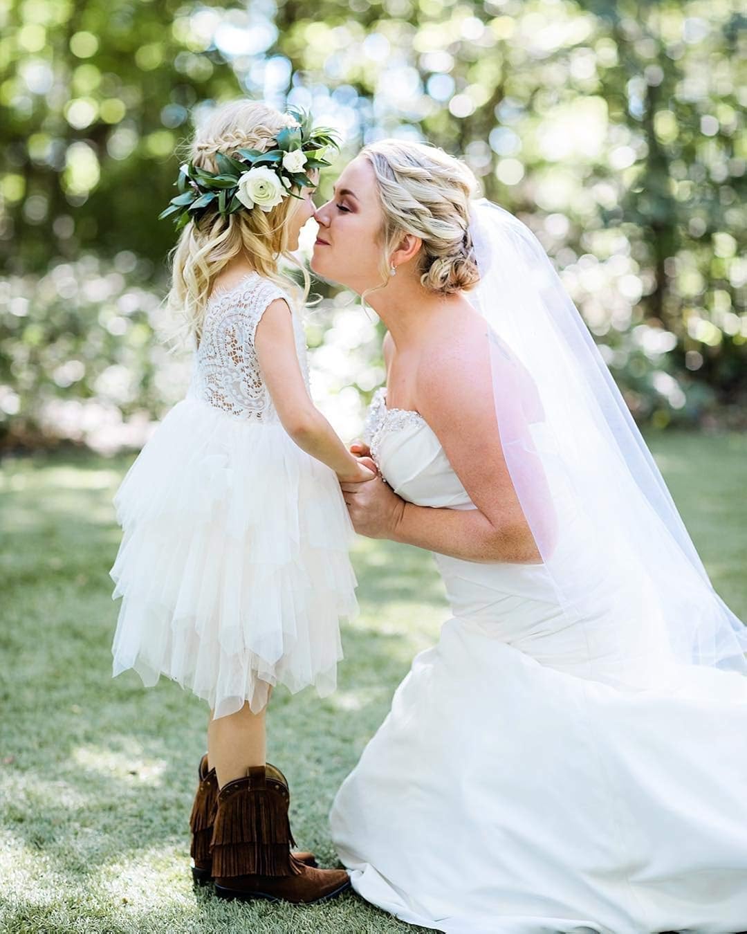 Topmaker Backless A-line Lace Back Flower Girl Dress 3T Non-beads-white