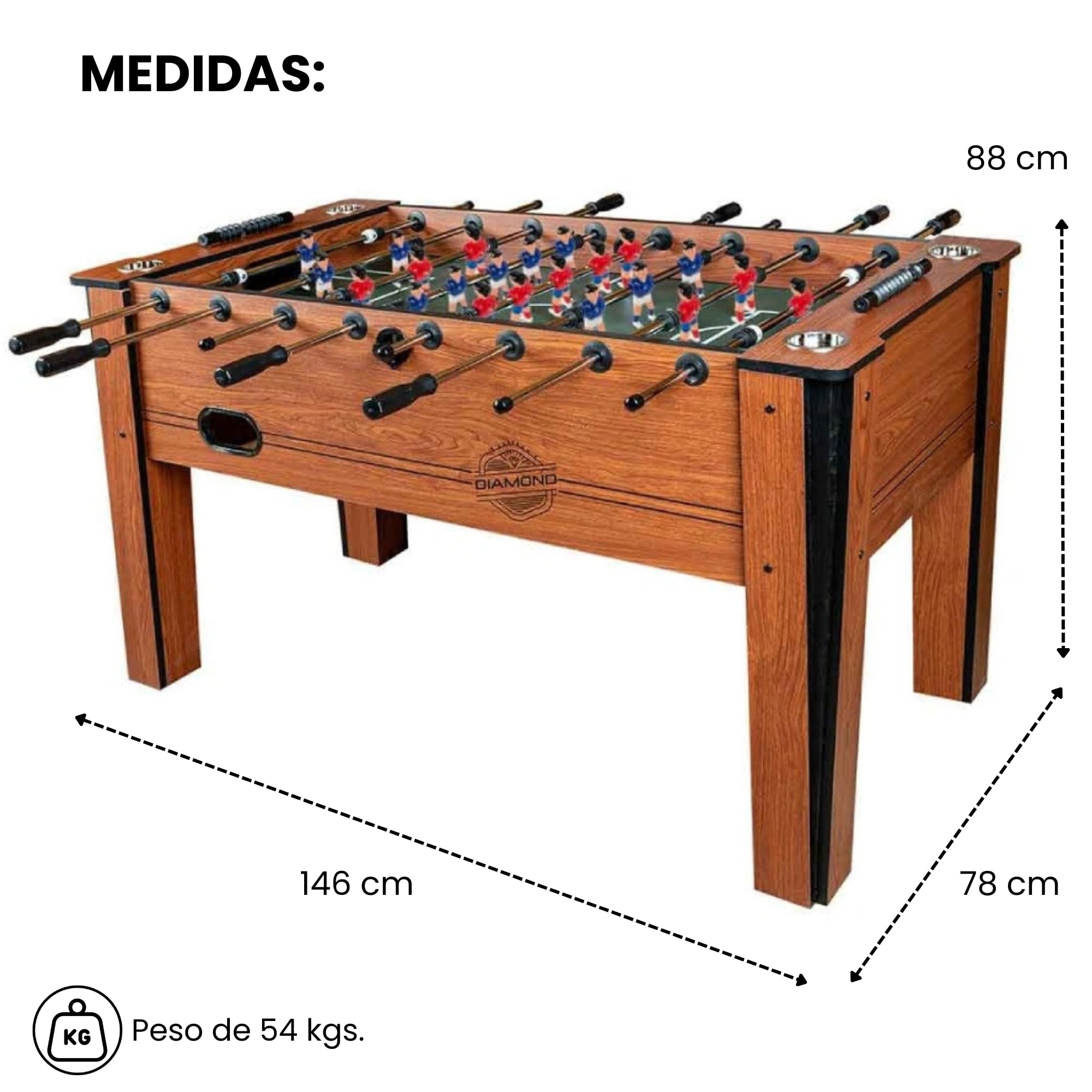 DEVESSPORT Futbolín Semi Profesional MDF | Modelo Clásico con Retorno de Bolas y Gran Estabilidad