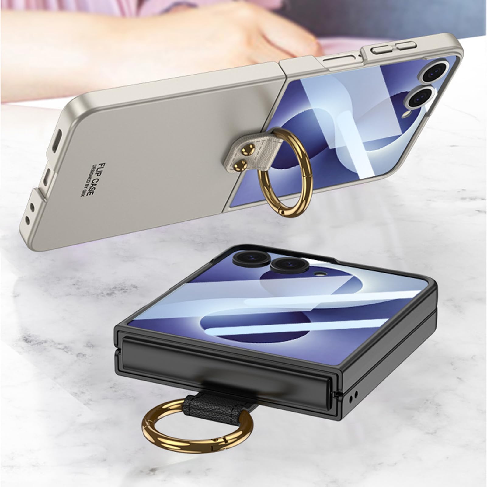 Cienkie etui do Samsung Galaxy Z Flip 8, ochrona wyświetlacza, minimalistyczna zawieszka matowana osłona z poliwęglanu, czarne, Flip 8
