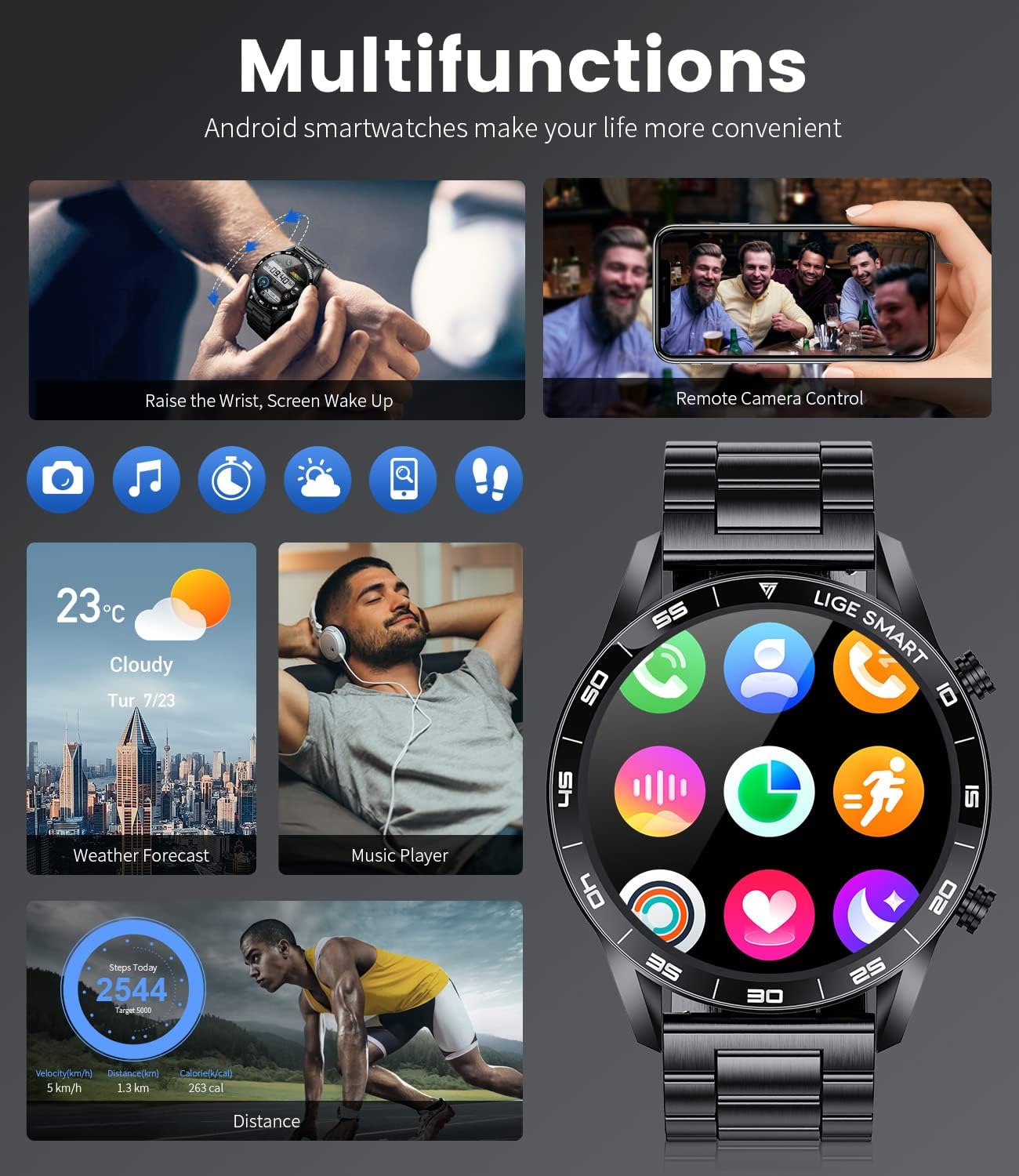 2023 Orologio Smartwatch Uomo con Chiamate Bluetooth, Pedometro, Calorie, Attività di Salute Tracker, Modalità Sport Mulit, IP67 Impermeabile Smartwatch per Android IOS Acciaio Inossidabile Nero 2023 Orologio Smartwatch Uomo con Chiamate Bluetooth, Pedometro, Calorie, Attività di Salute Tracker, Modalità Sport Mulit, IP67 Impermeabile Smartwatch per Android IOS Acciaio Inossidabile Nero