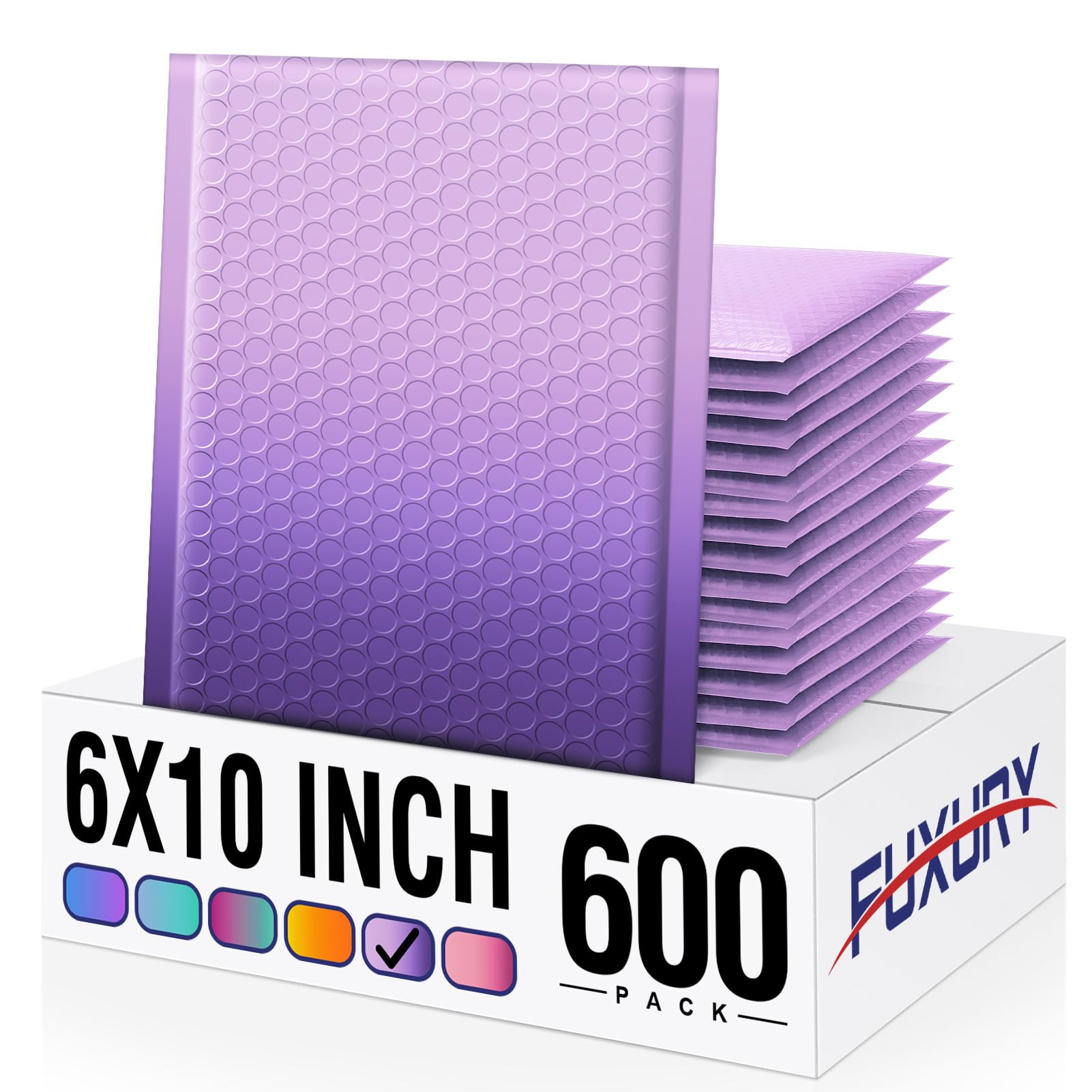 Fuxury Opaque Bubble Mailers 6x10 600 Pack Gradient Purple Padded Envelopes