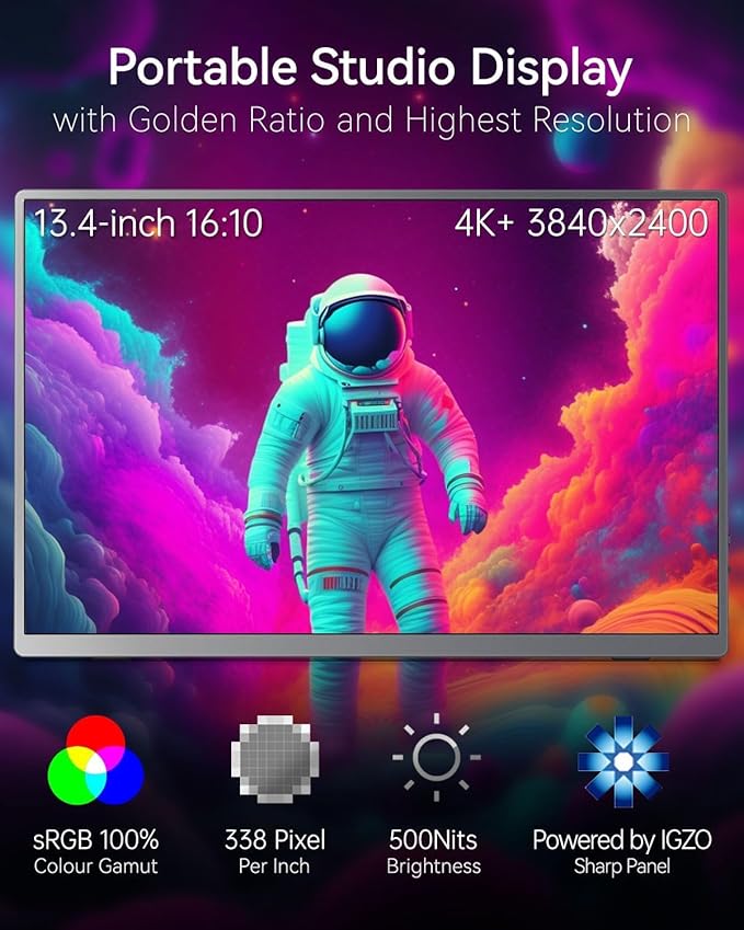 Monitor Portátil 13.4 Pulgadas 4K UHD 3840x2400 16:10 miniatura 2