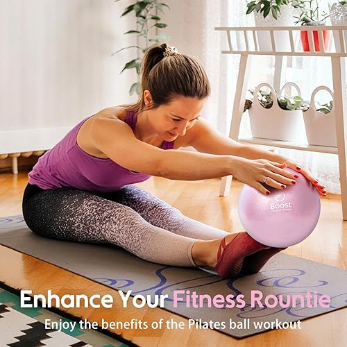 Miniatura 3 de BOOSFIT - Pelota de ejercicio pequeña con bomba, mini pelota de pilates de 9 pulgadas con guía de ejercicios, pequeña pelota de entrenamiento para