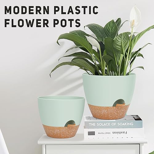 Miniatura 3 de Macetas grandes de riego automático de 12 pulgadas, 10 pulgadas, 9 pulgadas, paquete de 3 macetas con múltiples agujeros de drenaje de malla para