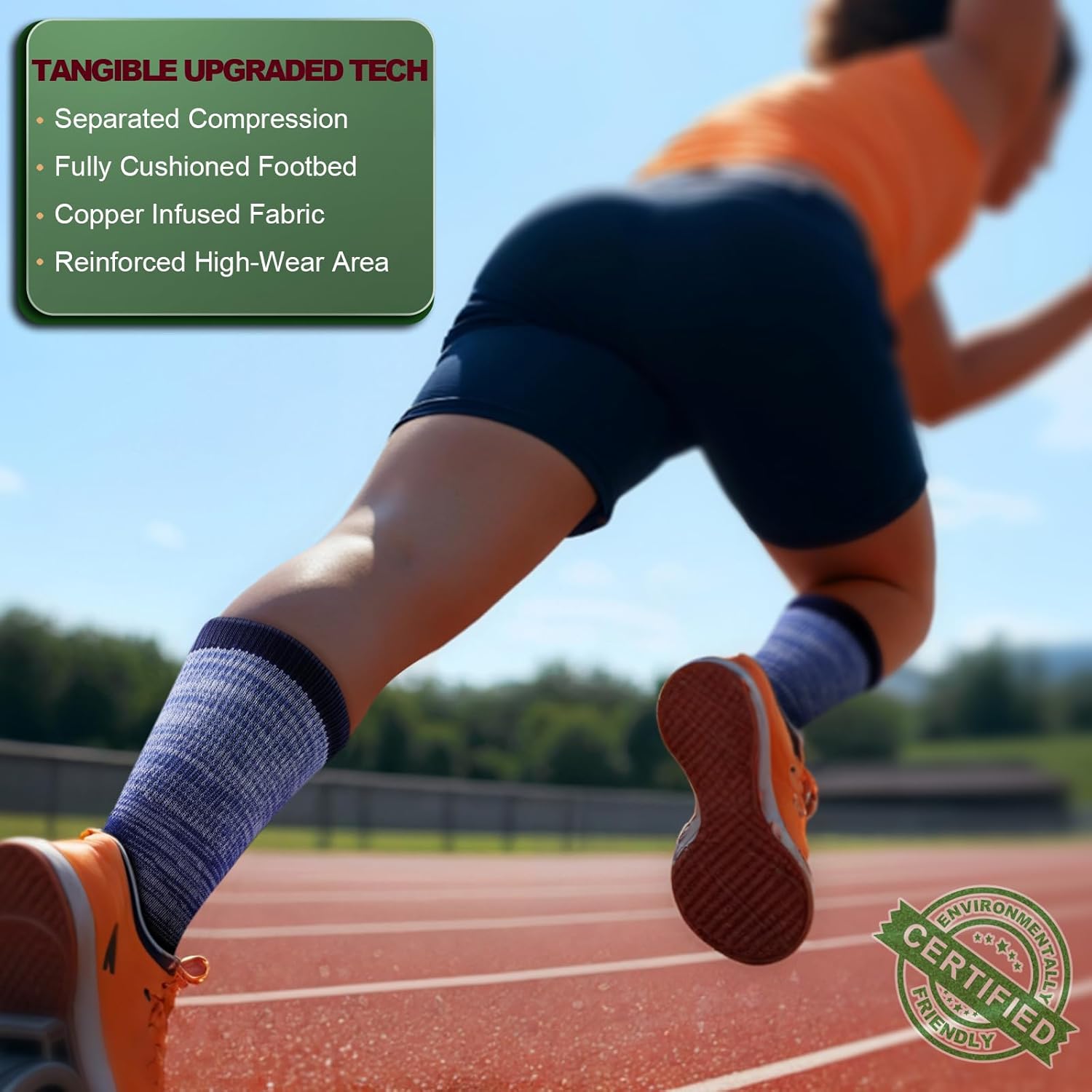 BULLIANT Compression Socks for Men 6Pairs, Athletic Crew Socks Cushioned For Men Sports Running-Arch Support - Image 2