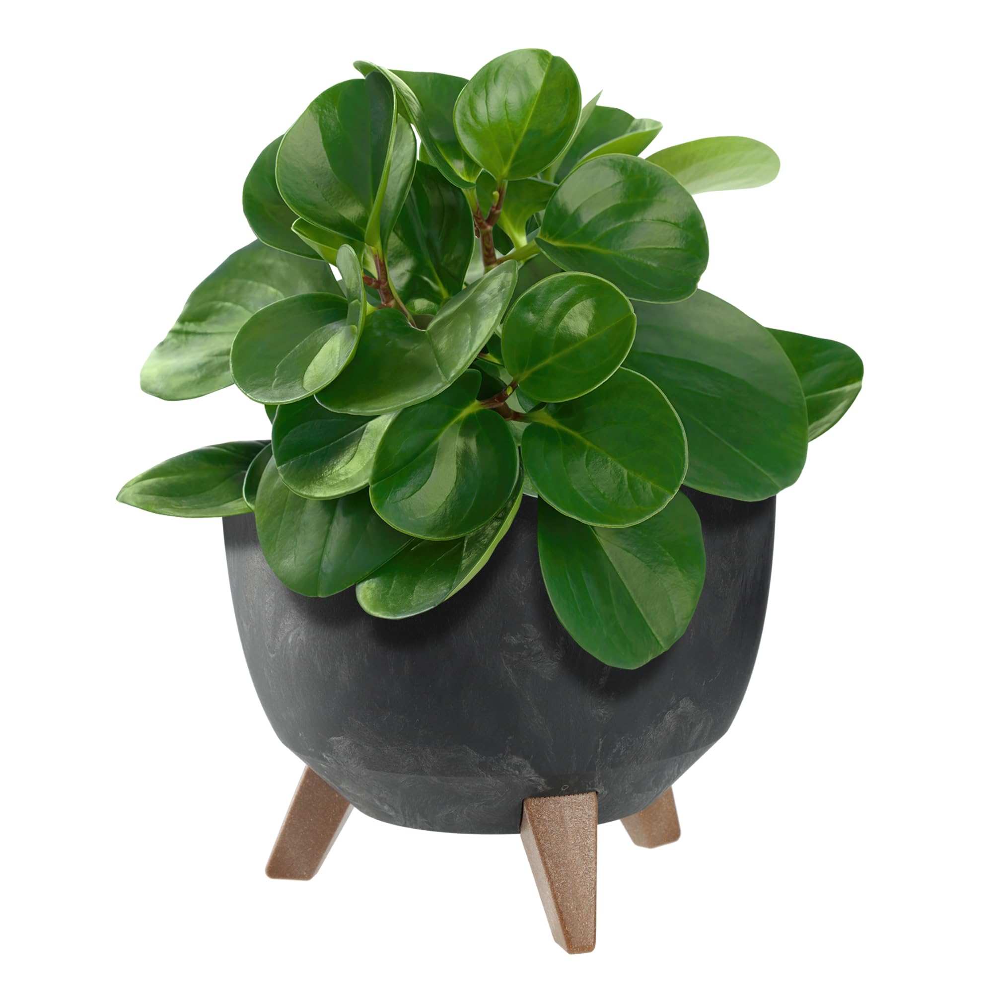 KADAX Plastic Flower Pot with Three Stands, Round Flower Bowl, Flower Pot, Flower Pot, Flower Pot, Balcony, Living Room (39.5 cm, Anthracite) — view 25