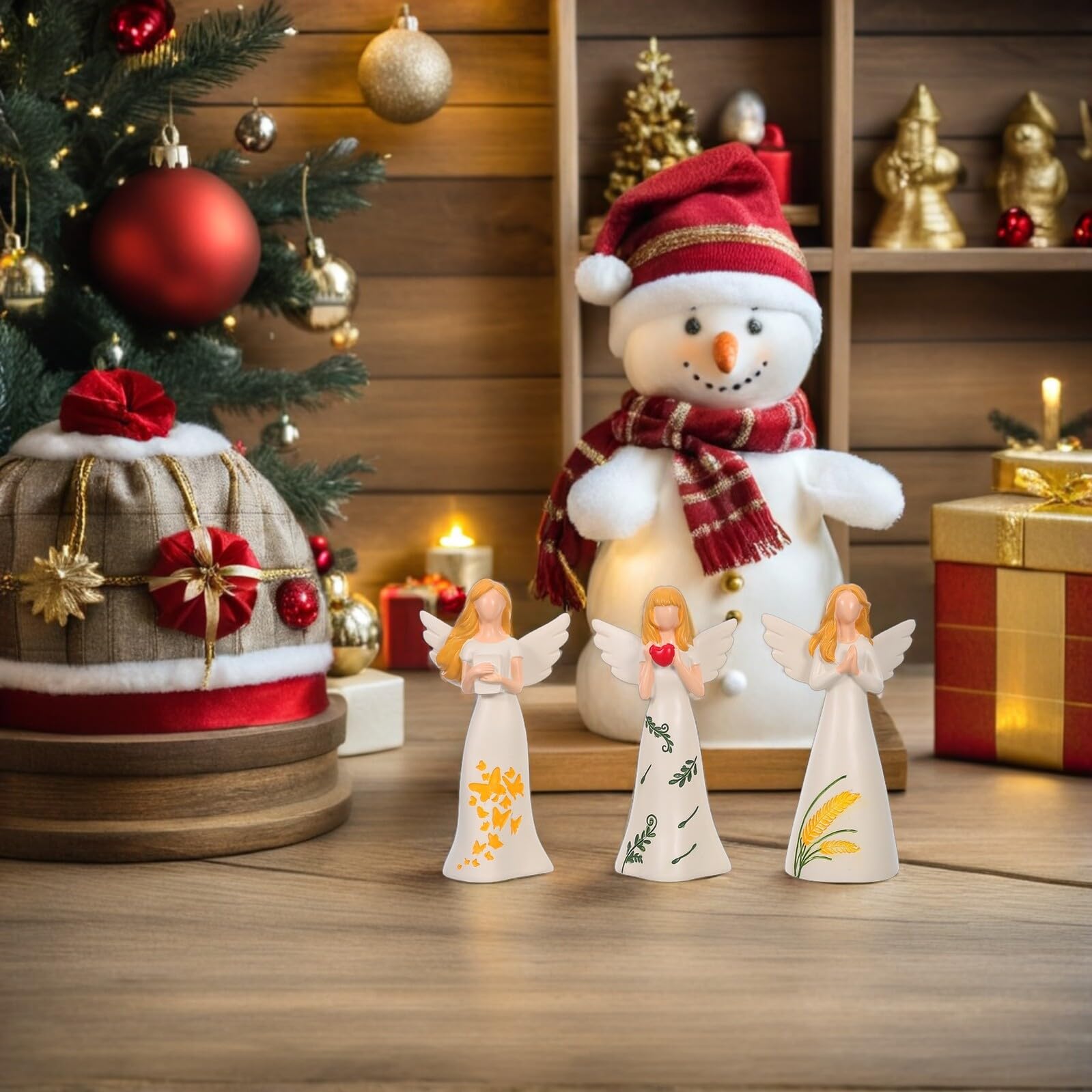 Toyvian 3 Piezas Figuras de Ángel Guardián Resina para Navidad Estatuas de Ángel Rezando Decoración Navideña para Mesa y Estantes Adornos Religiosos de Bendición