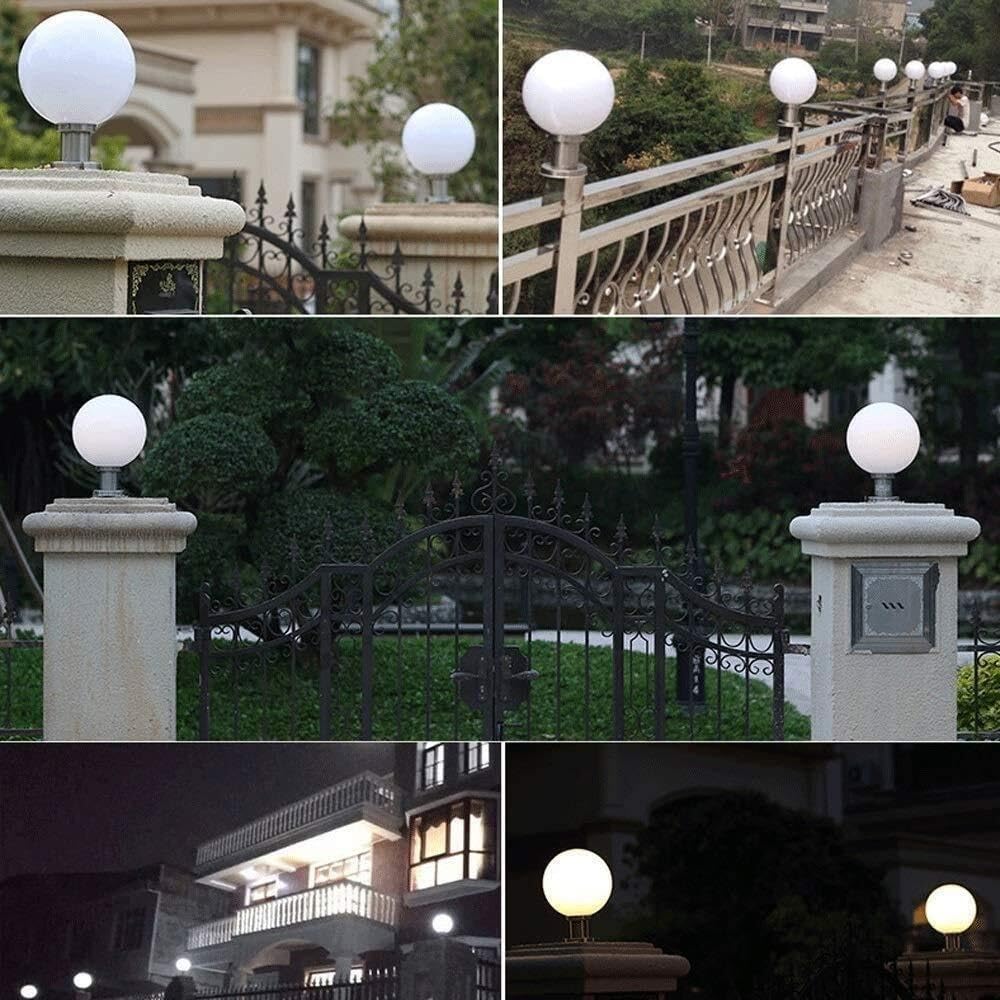 Lampa Słupki Nowoczesna Lampa Zewnętrzna Globe Kolumna Ze Stali Nierdzewnej Biały Klosz Akrylowy Lampy Słupkowe Wodoodporne E27 Zewnątrz i Drogę(25 * 36cm)