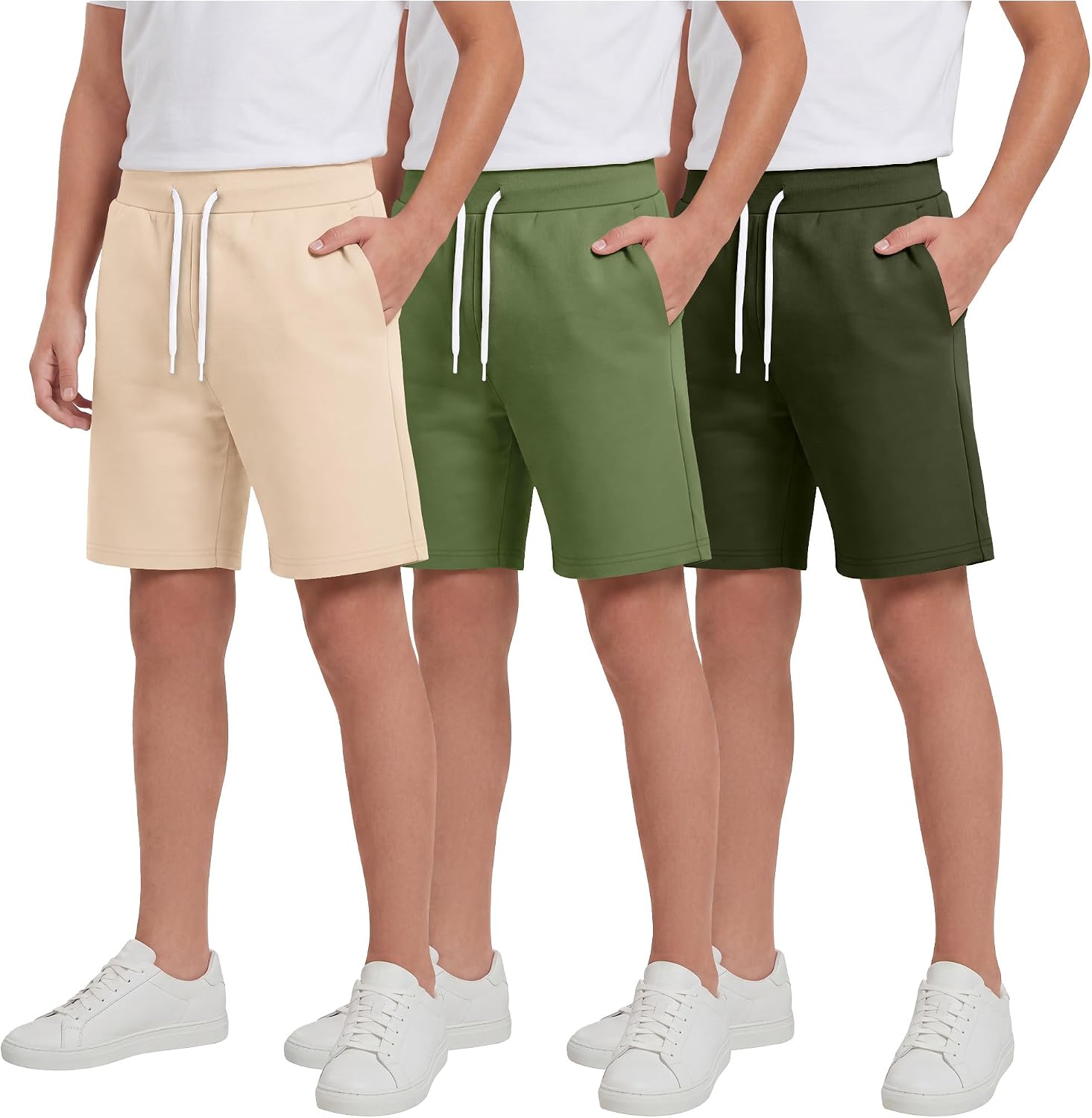 3 Pack Boys' Athletic Shorts Active Elastic Waist Sweat Kids Casual Basketball Shorts Summer Clothes with Pockets