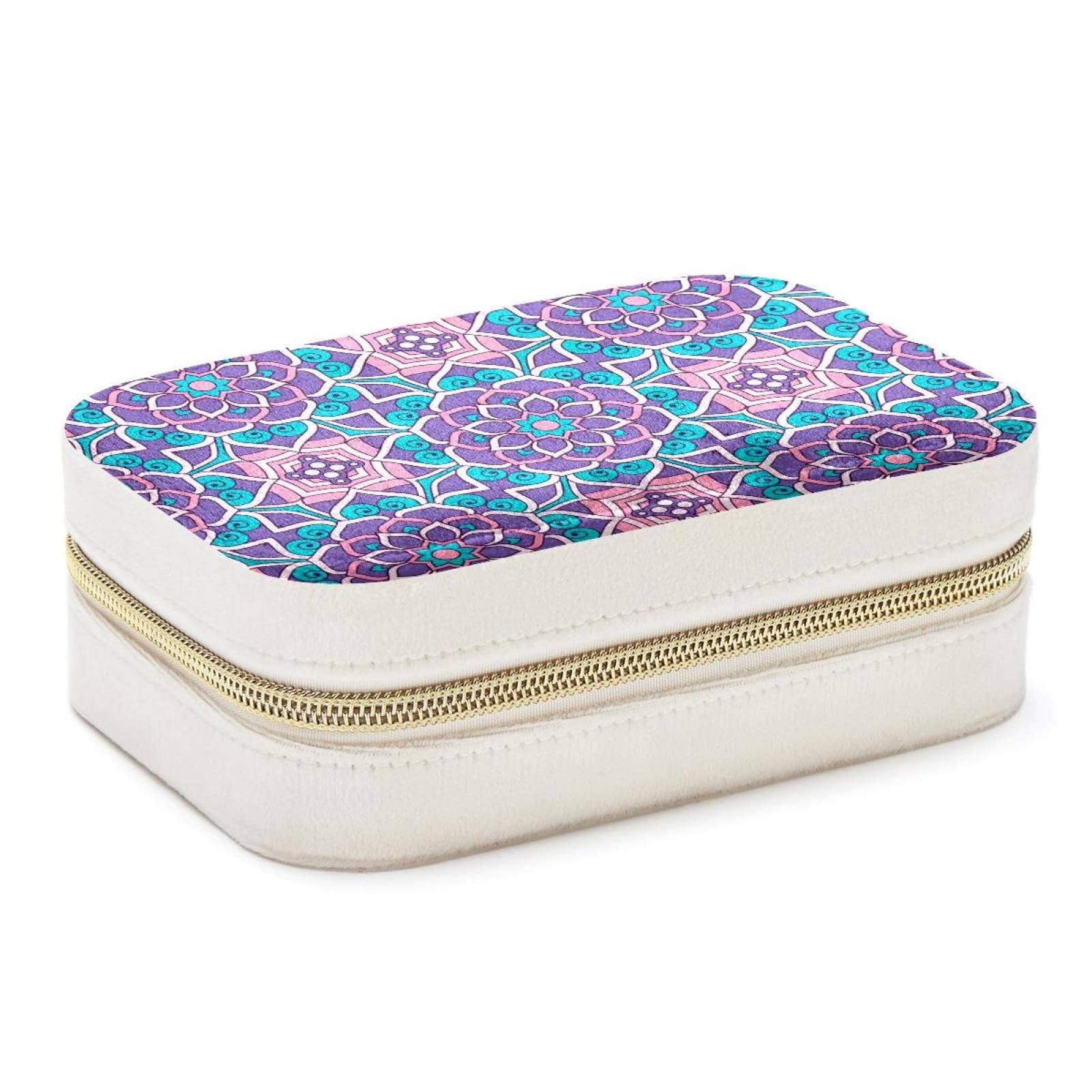 Boîte à bijoux de voyage portable mandala pour organiser ses déplacements