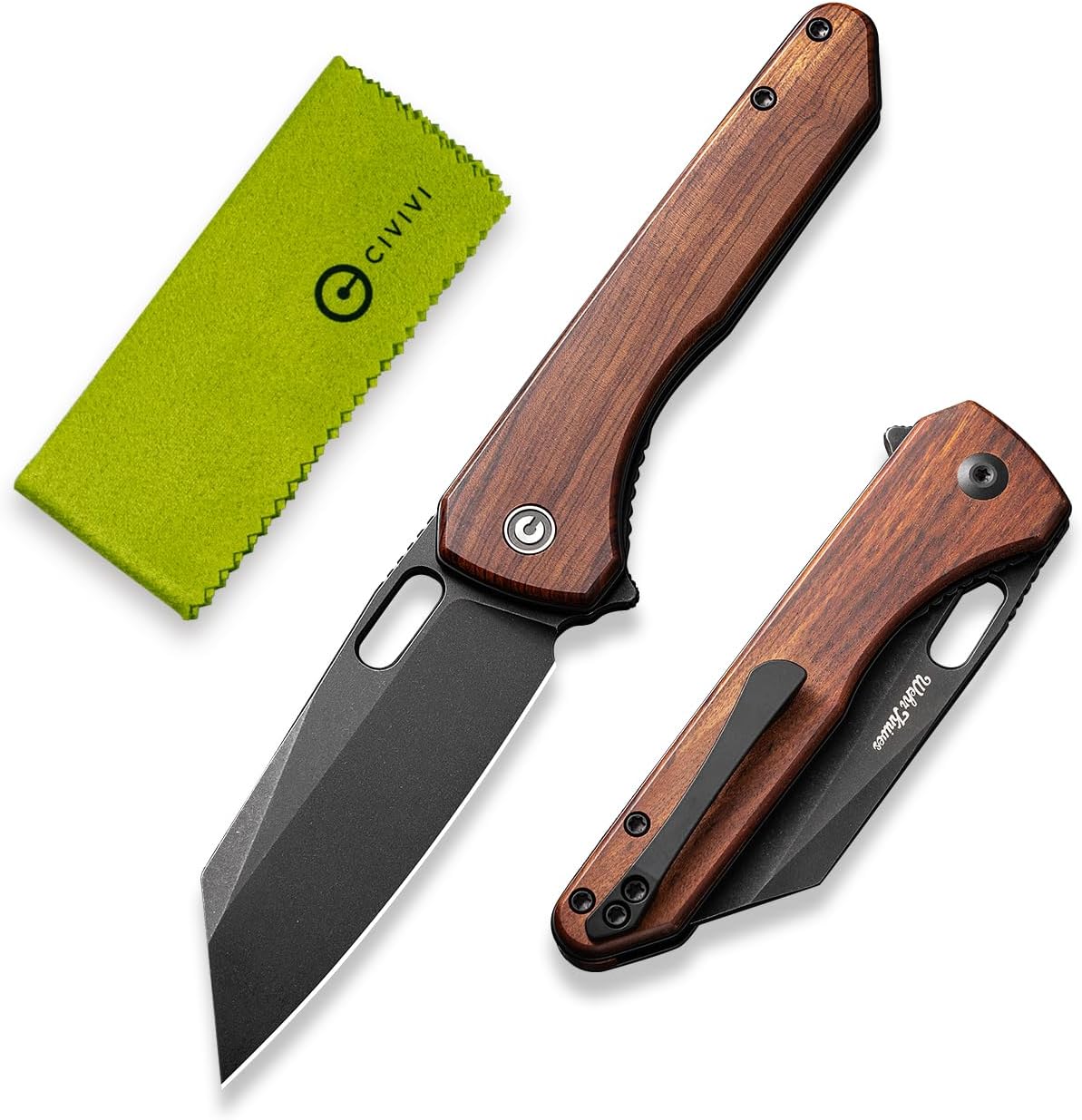 CIVIVI Nugz Folding Pocket Knife for EDC, 3.17" 14C28N Reverse Tanto Blade Micarta Handle Flipper Knife for Ideal Gift to Men Women C23060-2 (Green)