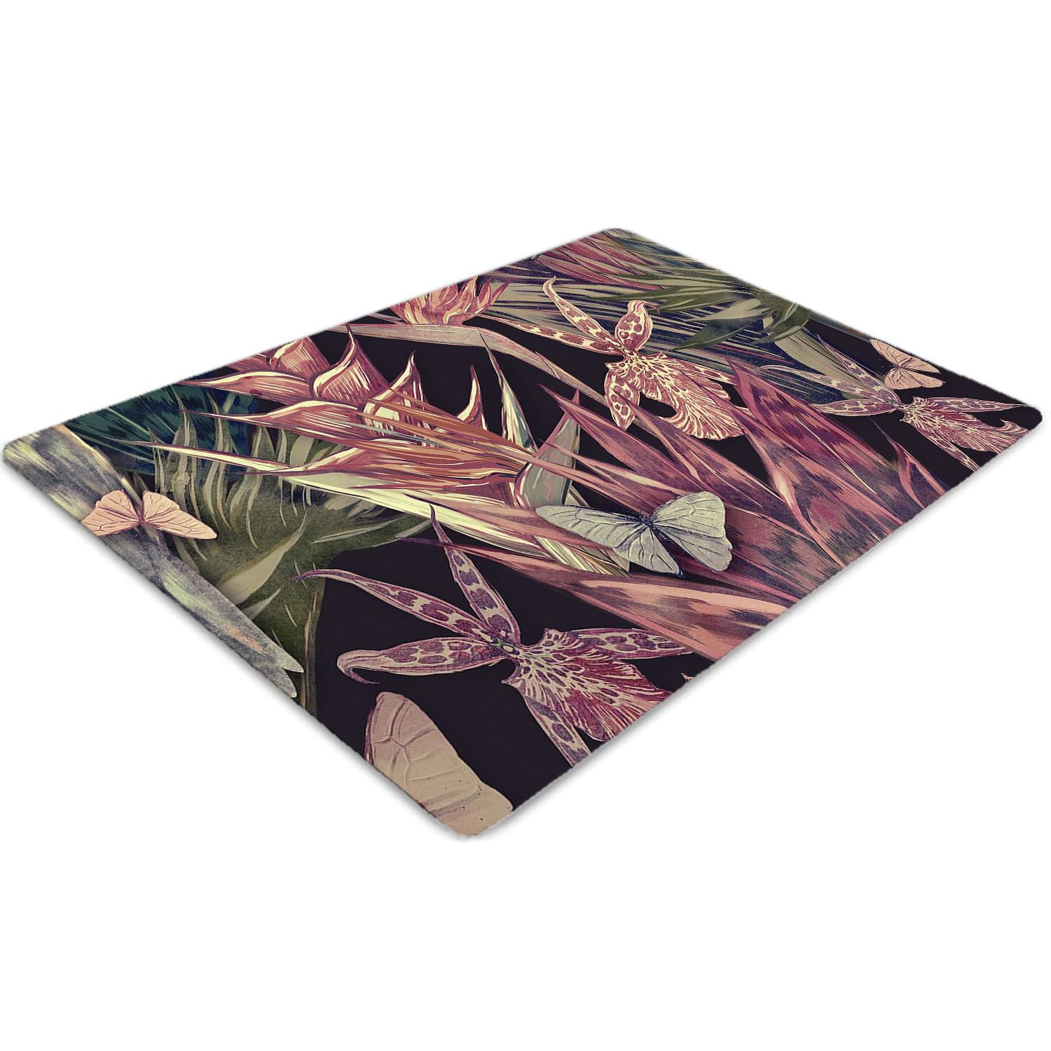Tapis de chaise 120x90 cm rectangulaire en PVC imprimé oiseaux