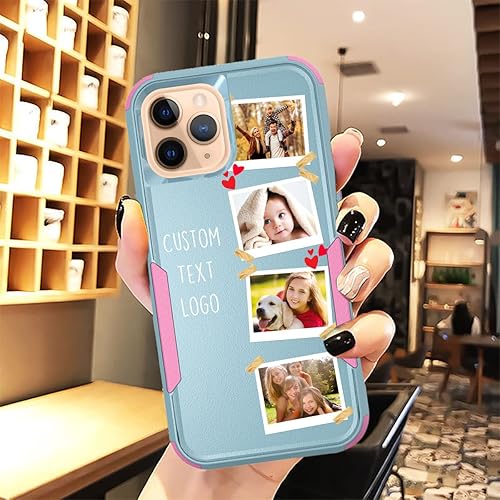 Vista 69 de Funda de fotos personalizada para Apple iPhone 11 Pro Max, patrón de collage a cuadros, personalizado para hacer imágenes en gruesa 3 híbrida Rosa