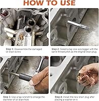 Vista 6 de Luney Kit de reparación de tapón de drenaje de bandeja de aceite, kit de herramientas de reparación de roscas de extracción de aceite de drenaje