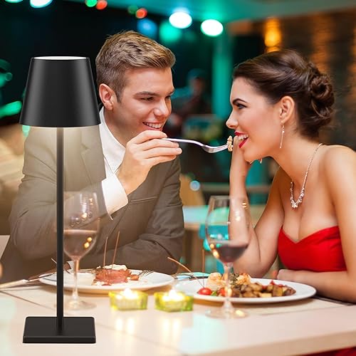 Miniatura 7 de Paquete de 2 lámparas de mesa LED inalámbricas negras, 5500 mAh, luz de mesa alimentada por batería, 3 temperaturas de color, regulables,