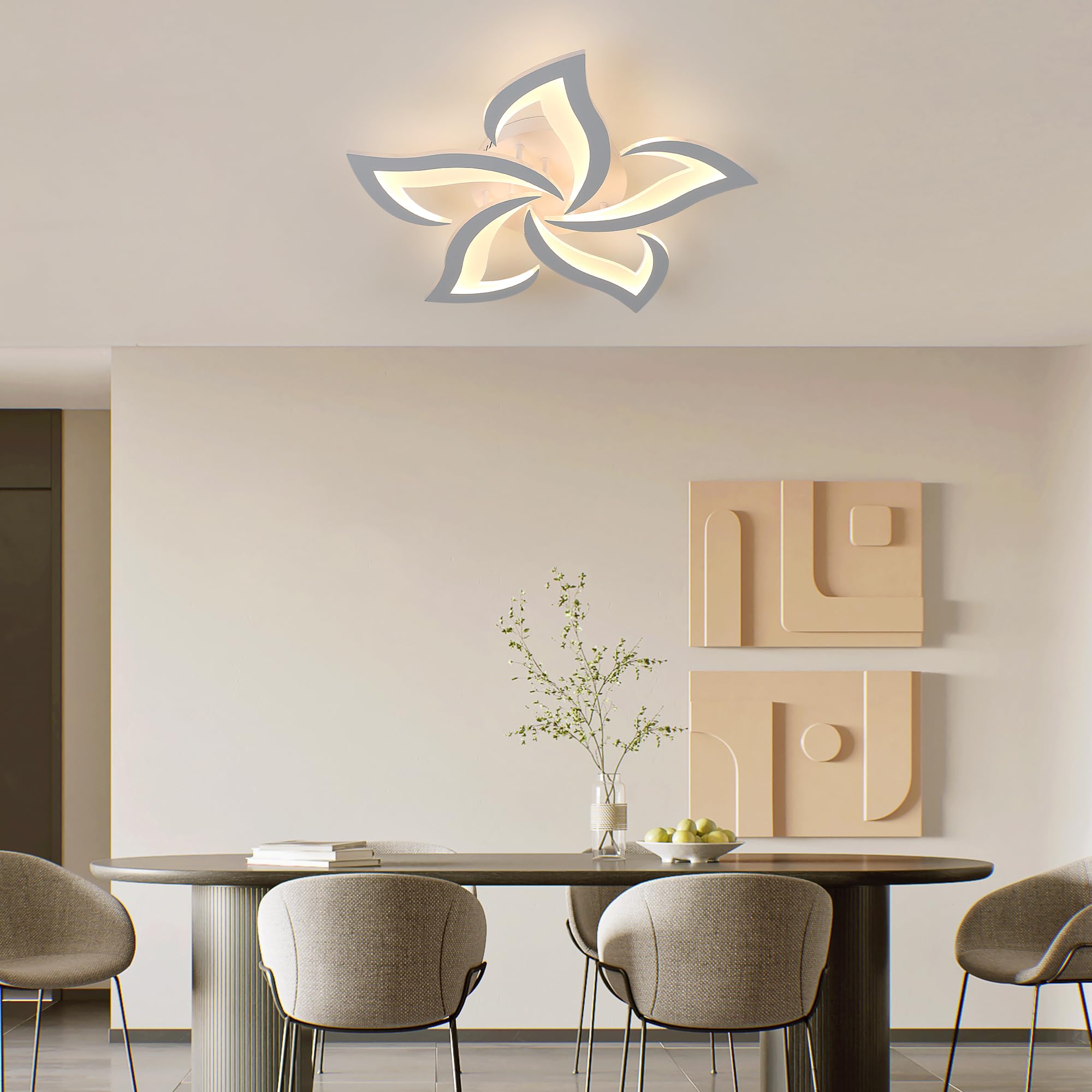 Comely nowoczesny żyrandol sufitowy LED, 60cm 60W 6750LM lampa sufitowa LED, nowoczesna lampa, salonu, ciepłe białe światło 3000K, biały