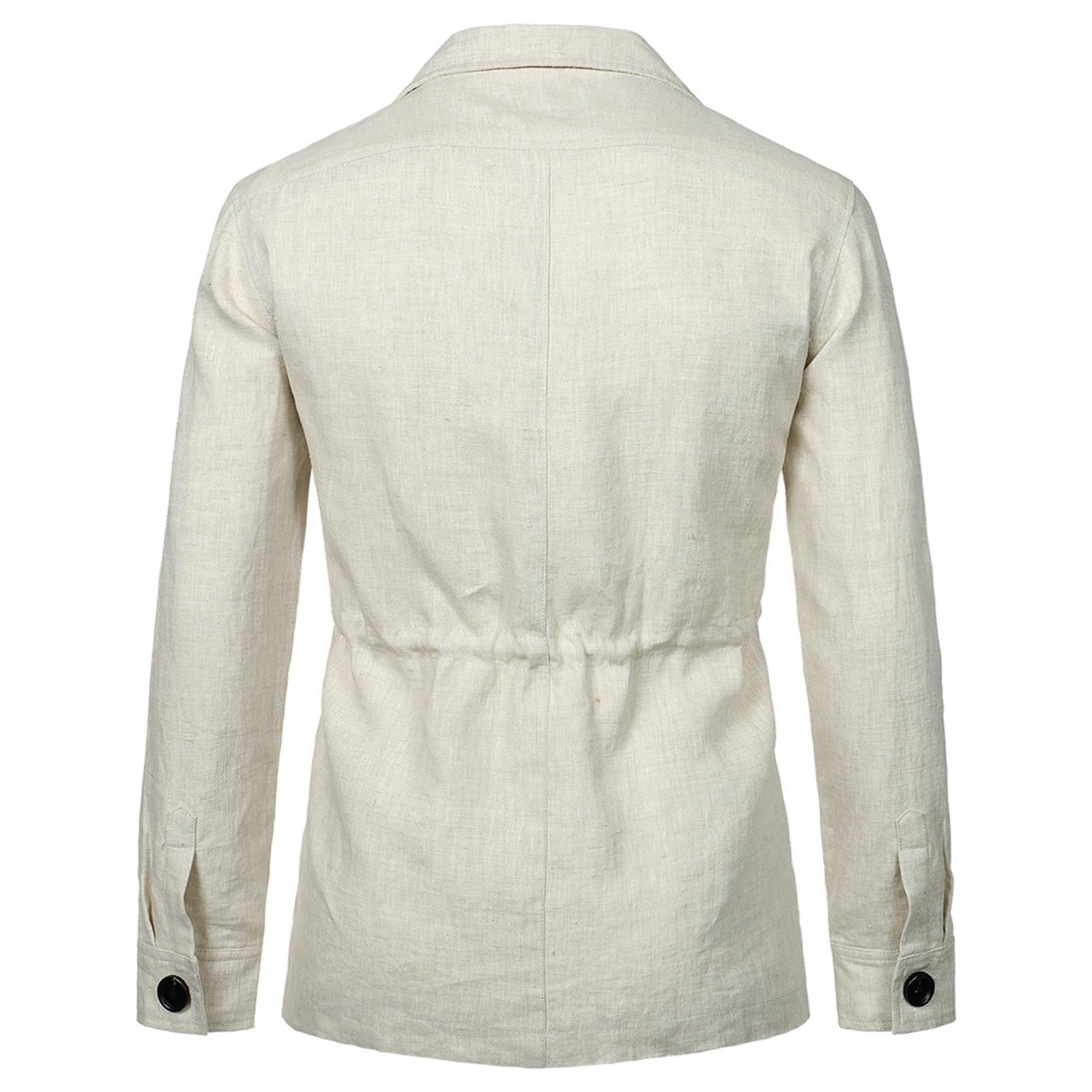 Giacca safari da uomo con bottoni, casual, tinta unita, leggera, giacca invernale, oversize, con tasche multiple per uomo
