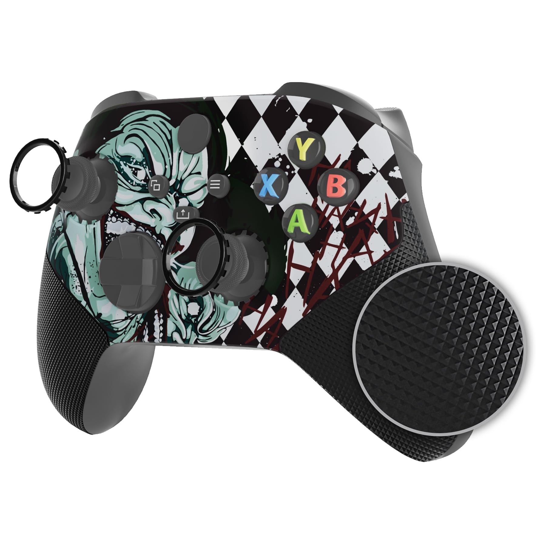 eXtremeRate ASR Version Redesigned Shell for Xbox Series X/S Controller - Performance Rubberized Grip, Anti Sticks Rubbing Rings - Custom Faceplate for Xbox Wireless Controller - Clown Hahaha