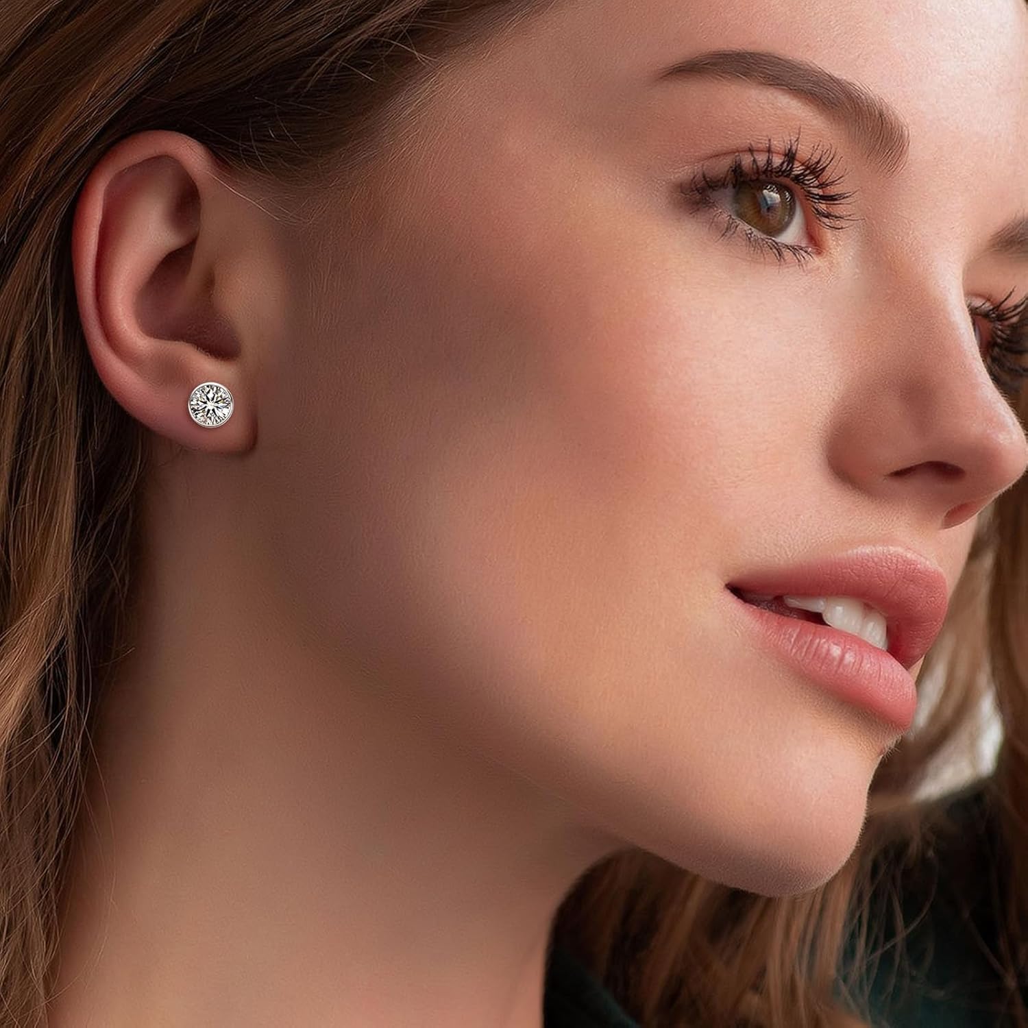 Moissanite Stud Earrings, 0.5CT-2CT D Color VVS1 Brilliant Round Cut 925 Sterling Silver Bezel Earrings for Women or Men - Image 3