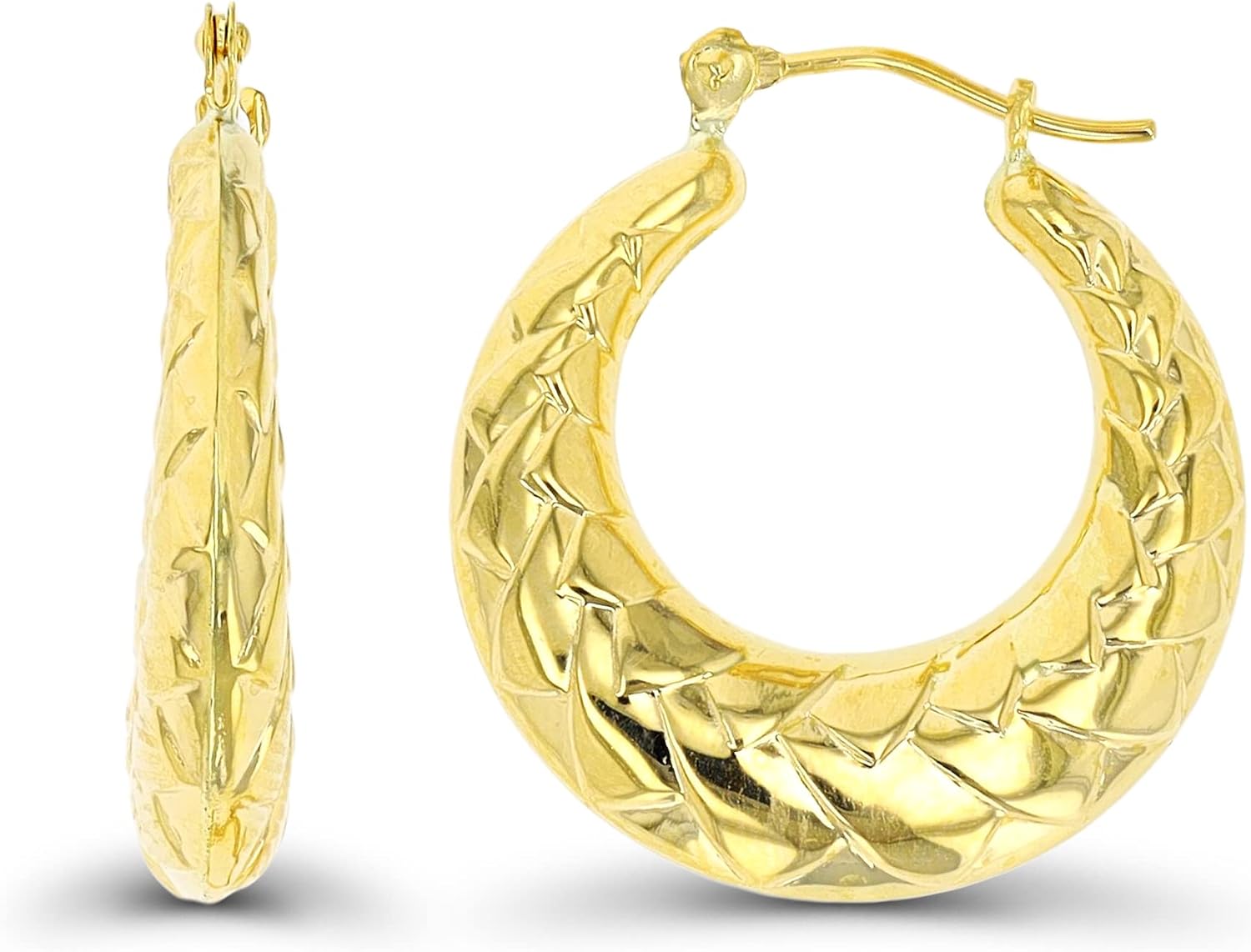 14K Gold Thick Round Hoop Earrings with Hinged Clasp For Women | Various Sizes: 3x26mm - 4.50x30mm | Earrings For Sensitive Ears | Solid Gold Earrings For Women