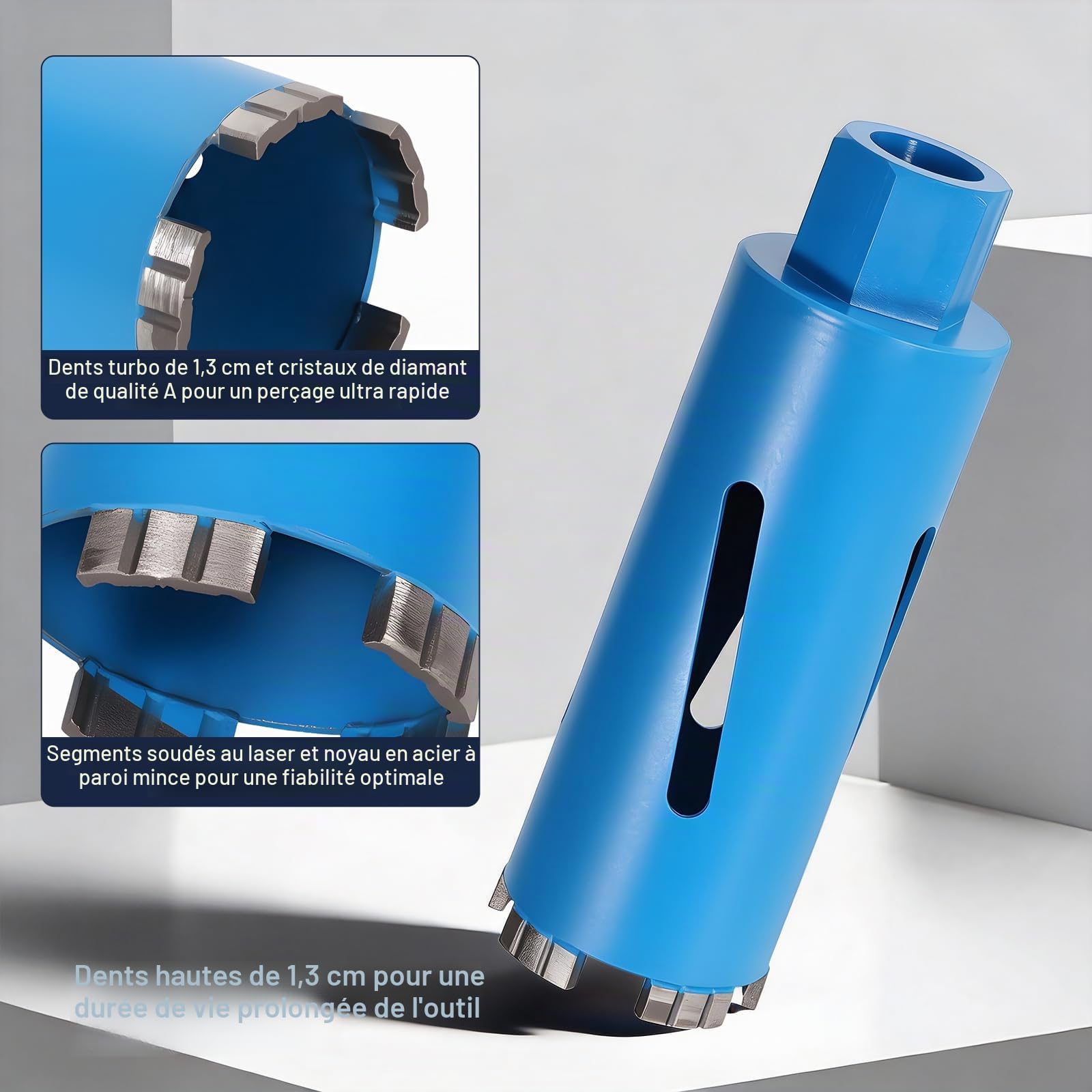 Couronne de forage diamantée M16, Ø 68 mm, pour carotteuse, couronne de forage à sec et humide avec turbo, SDS-Plus pour marteau perforateur, couronne de forage à sec pour béton