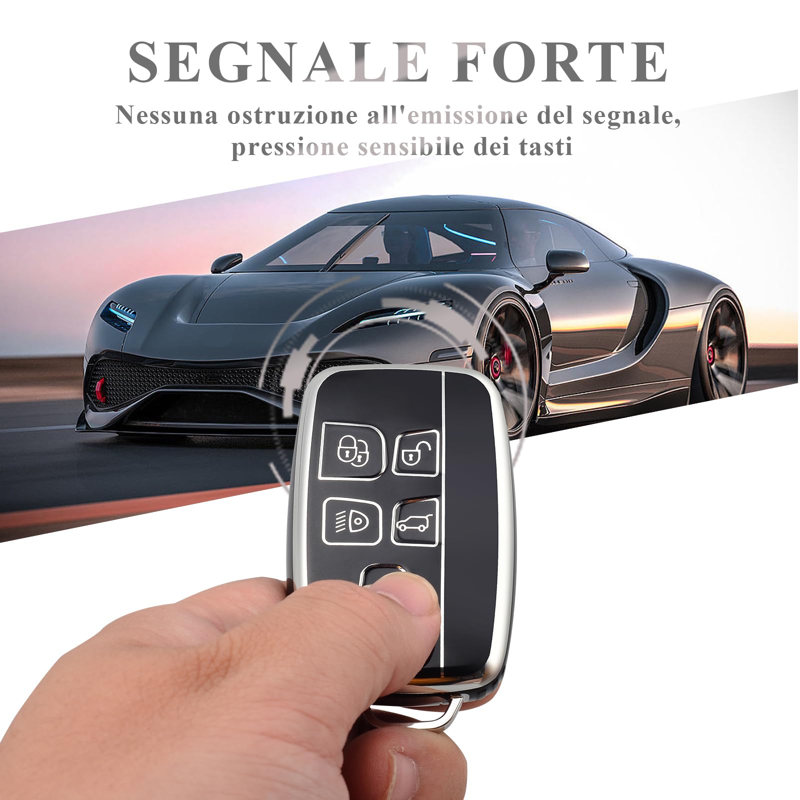 Ontto Cover In TPU Con Fibra Di Carbonio Per Chiave Auto Land Rover E Jaguar | Custodia Protettiva Morbida Con Portachiavi E Cacciavite, 5 Tasti, Colore Rosa