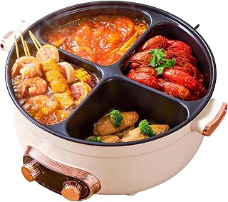 Olla Gerente De Cuatro Puestos, Slow Cooker 10 qt, Four-grid Electric Cooker,Large Capacity Integrated Non-stick with Temperature Control for Gathering (1PCS)