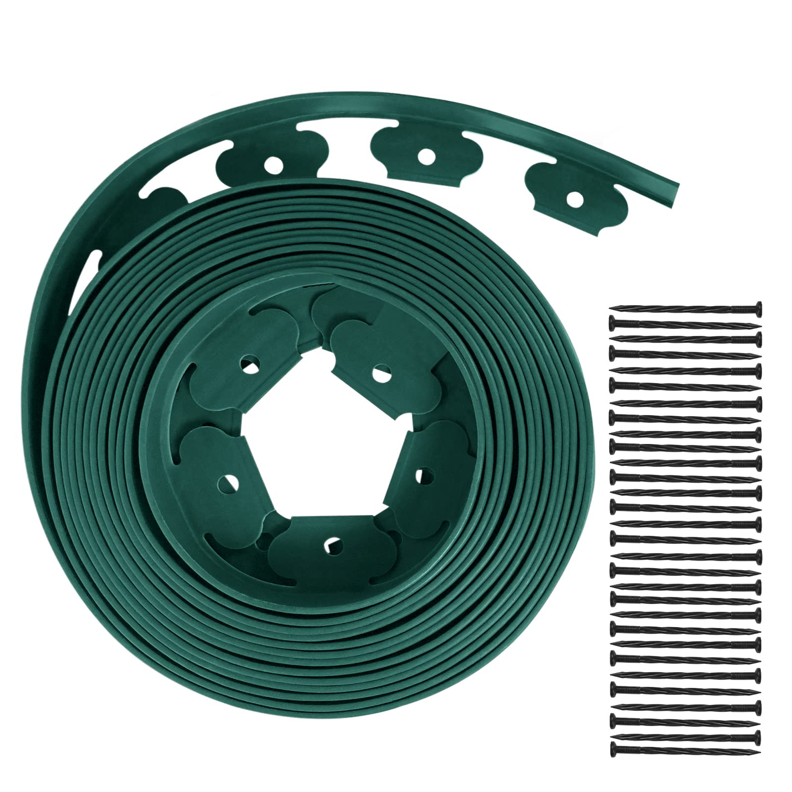 LZQ Césped de plástico flexible con 60 clavos de fijación para jardín, hierba y piedra, 20 m de largo, color verde