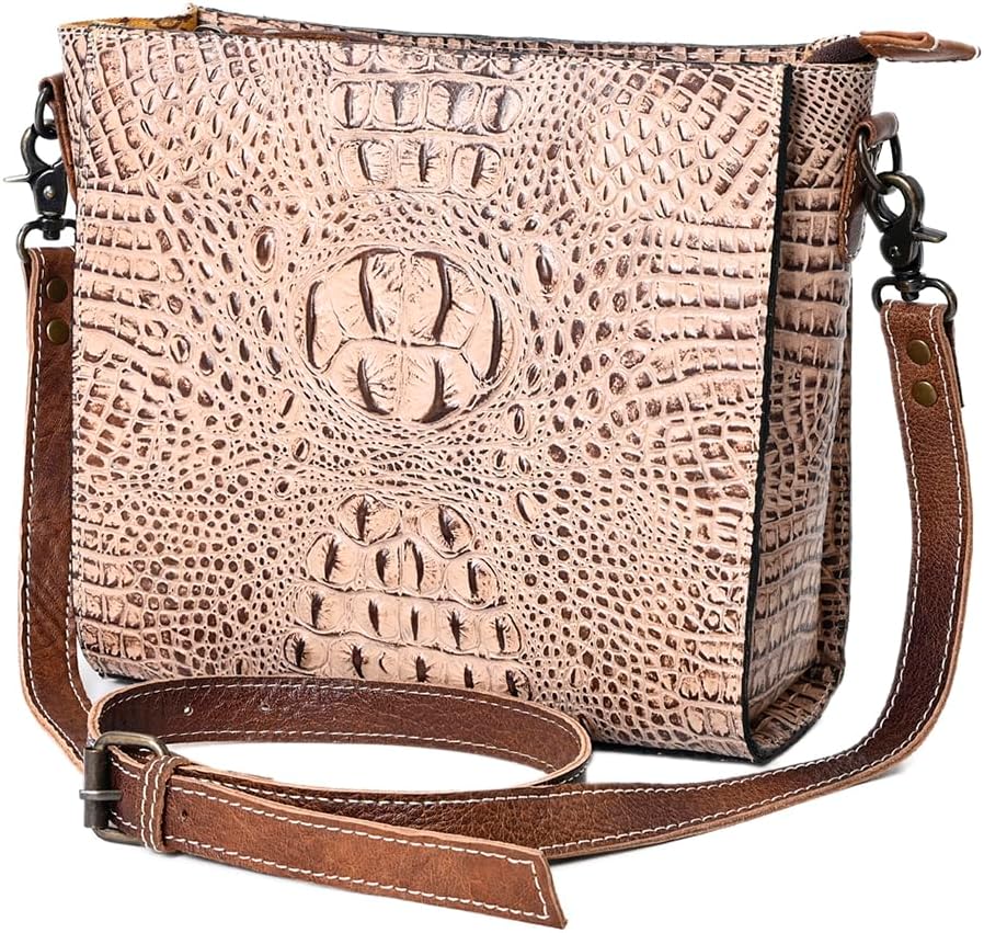 American Darling Large Crossbody Crocodile Embossed Genuine Leather Western Women Bag Handbag Purse | Cute