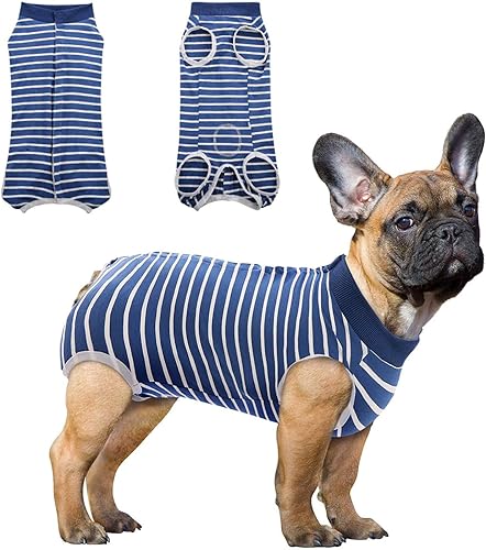 Miniatura 18 de SAWMONG Paquete de 2 trajes de recuperación para perros después de la cirugía, traje de recuperación de perros de poliéster suave, traje quirúrgico