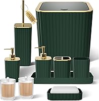 Vista 43 de Bathroom Accessories Set - 25PC Bathroom Sets with Shower Curtain and Rugs, Orange Bathroom Accessories with Trash Can, Soap Dispenser, Soap Dish &