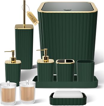 XLHOMO Bathroom Accessory Set - 10PC Gorgeous Green Bathroom Set