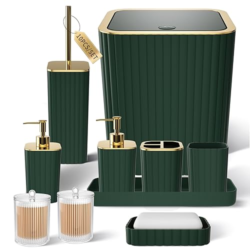 Bathroom Accessories Set - Gorgeous Green Bathroom Set, 10PC Green