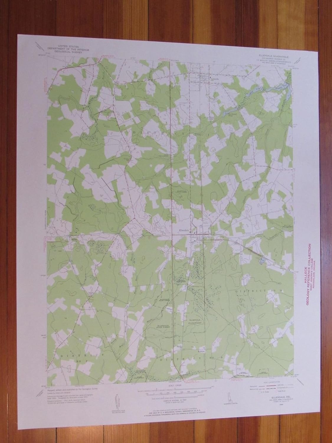 Ellendale Delaware 1955 Original Vintage USGS Topo Map