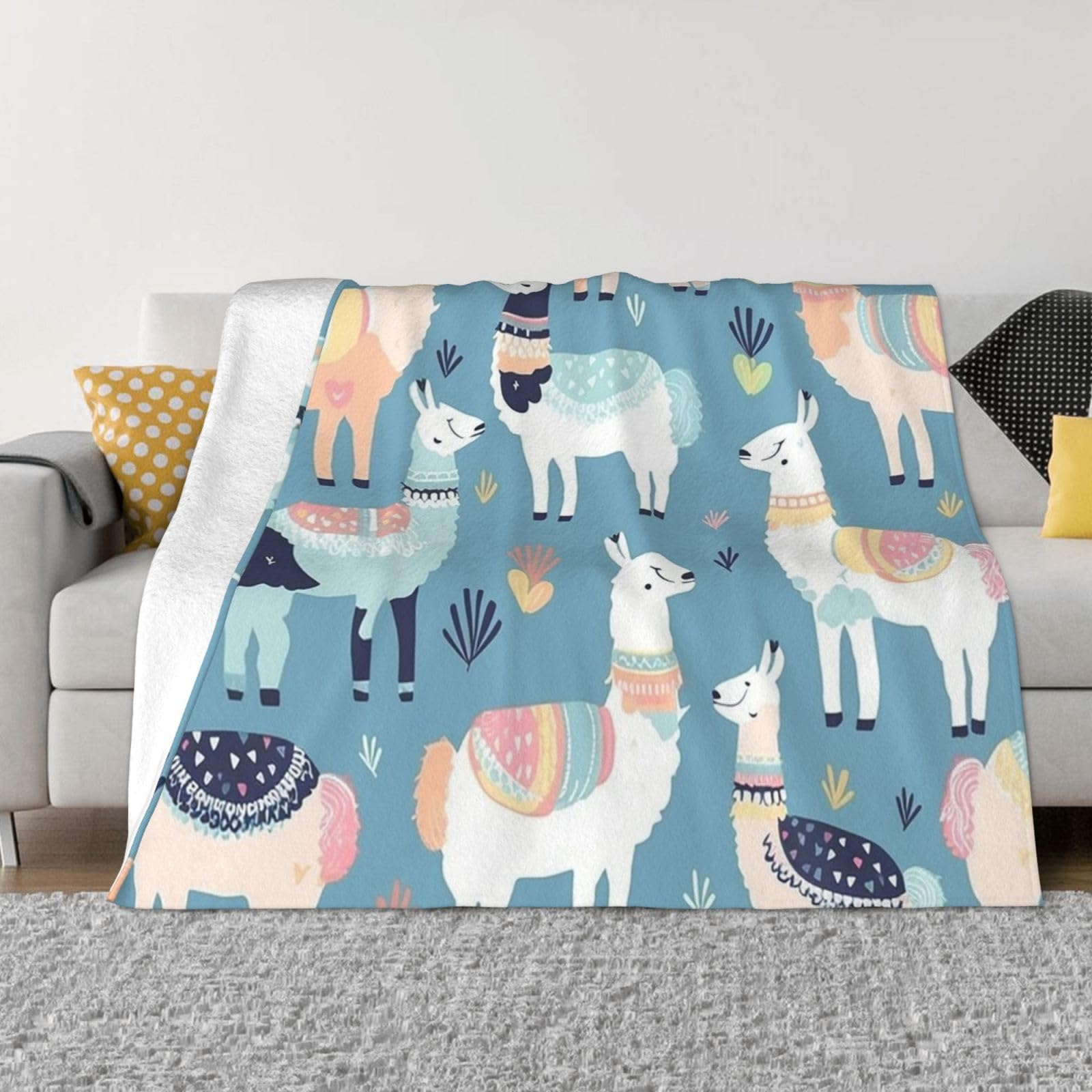 Couverture en micro polaire chaude et légère en flanelle motif lama