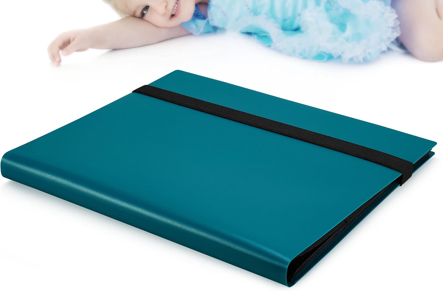 【2026】Trading Card Binder 9 Pocket, Premium Sports Collection Binder Game Cards Book with Sleeves Side Loading, Anti-open Strap Double Sided Waterproof 360 Card Folder