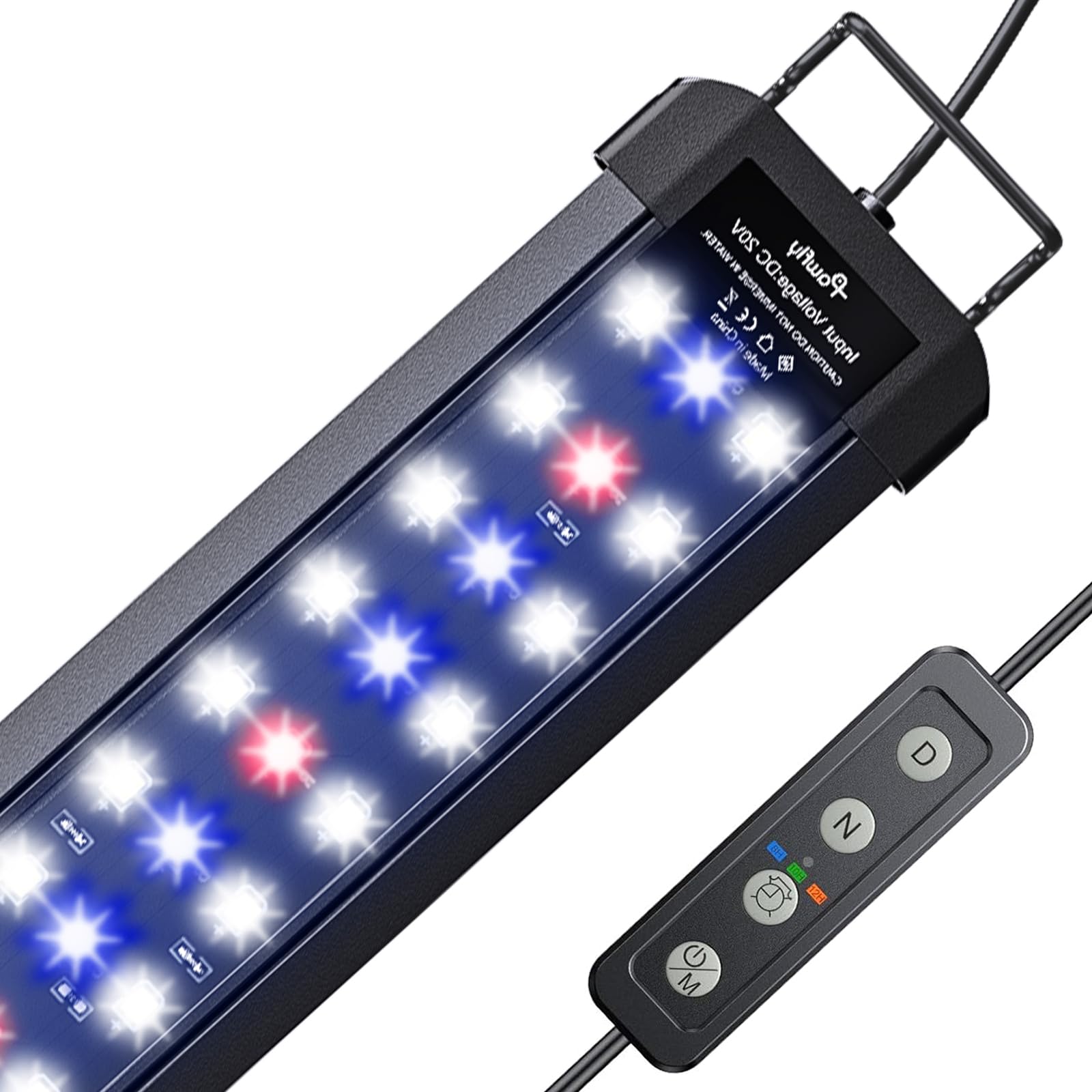 Pawfly 11W Aquarium LED Light for 30 to 45 cm Extendable Fish Tank Light with Full Spectrum Brilliant White Blue Red Lights with Daytime & Night Modes Timer Auto On/Off Adjustable Brightness
