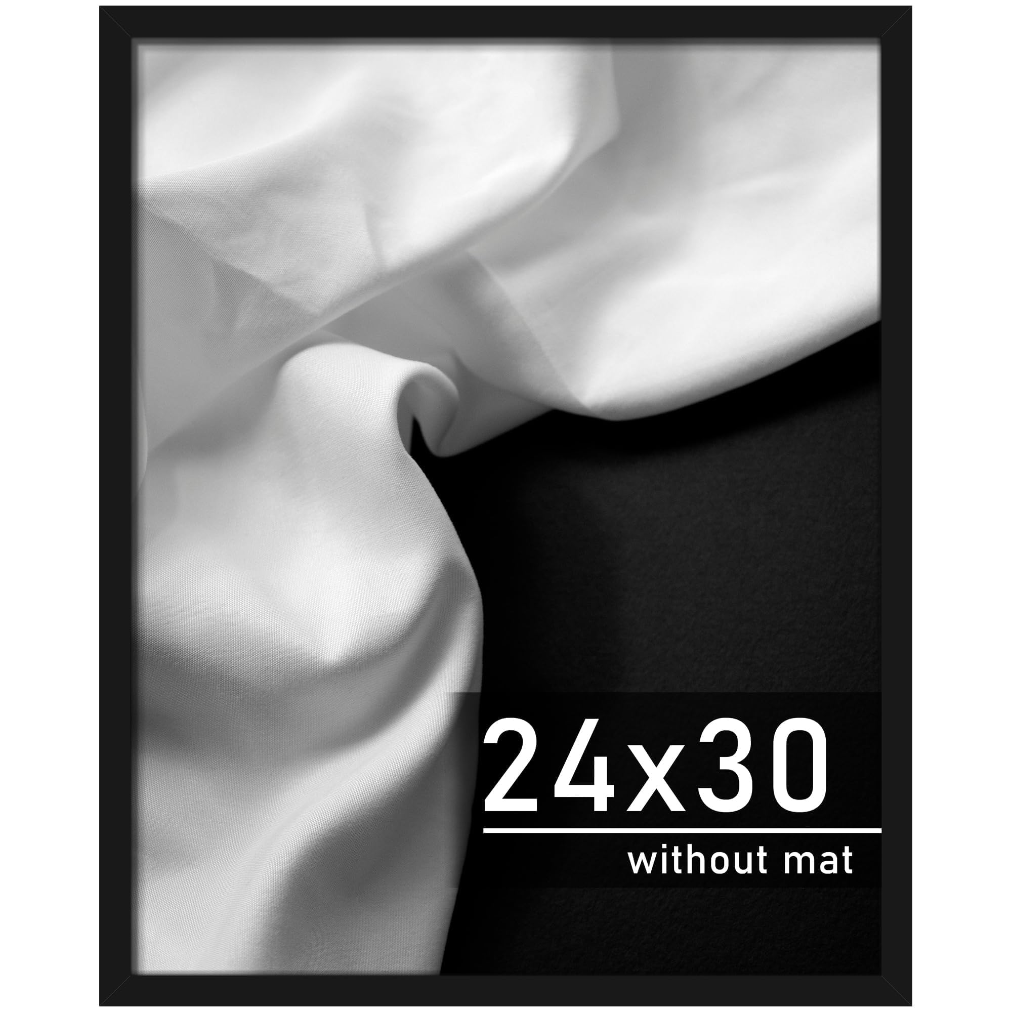 Picrit 24x30 Picture Frame, Black Engineered Wood Posters Frame for Horizontal or Vertical Wall Mounting and Displaying Puzzles and Artwork Photos, 1 Pack — image 1