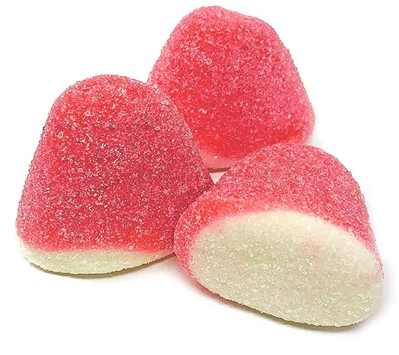 SweetGourmet Strawberry Gummy Drops | Sugar Strawberry Puffs Candy | 1 Pound