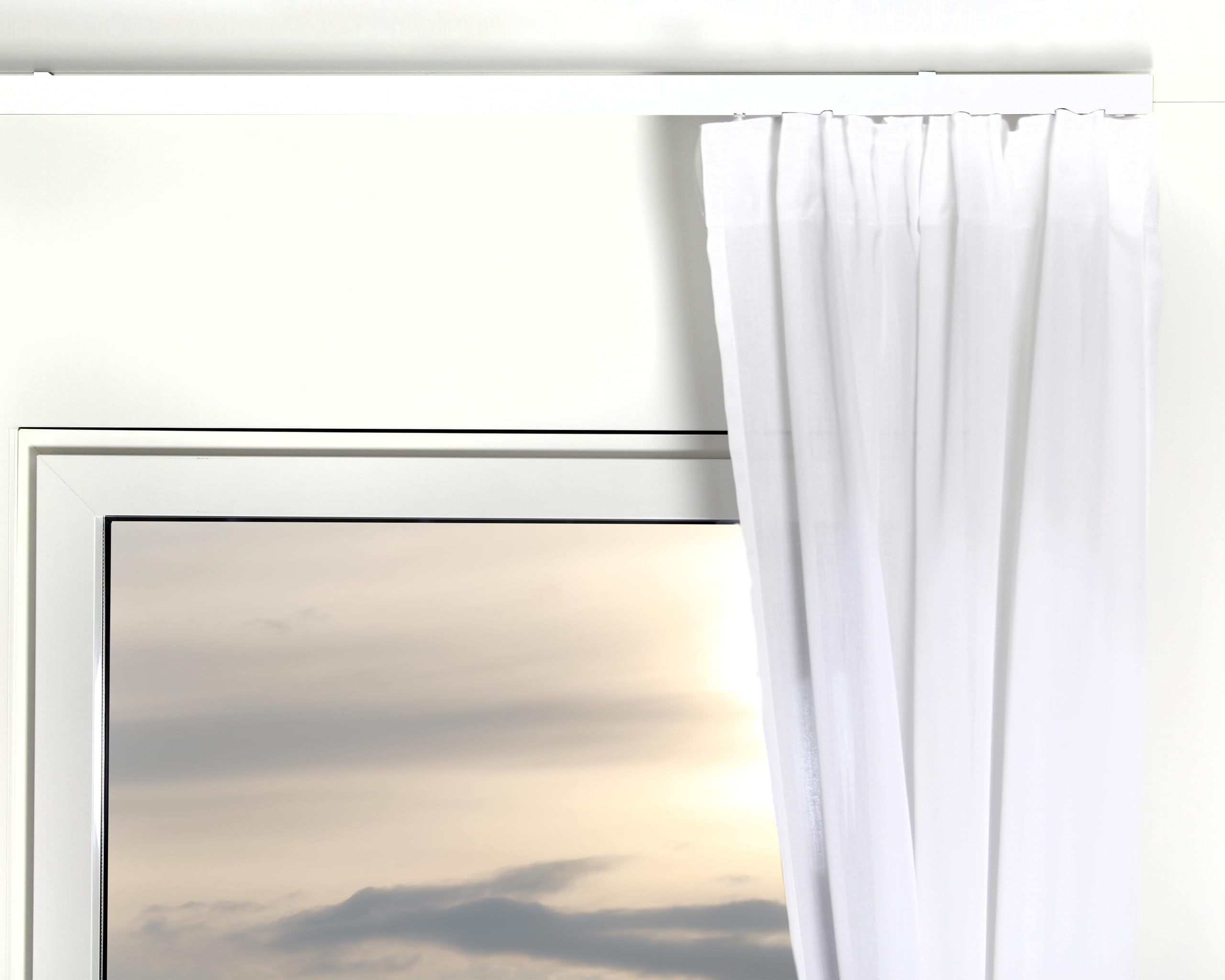 Deco-Raum Tringle à rideaux sur mesure avec rails intégrés carrés, fixation au plafond, support de plafond, tringle pour rideaux, barre pour rideaux d’intérieur, pour rideaux blancs 220 cm