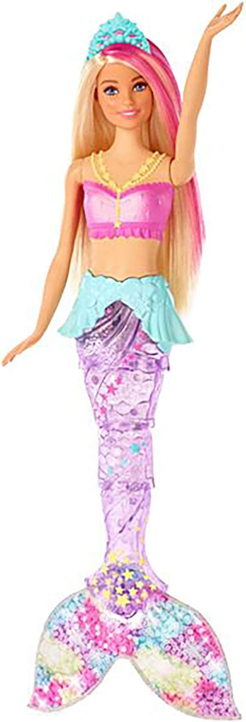 Barbie Dreamtopia Sparkle Lights Mermaid Doll with Swimming Motion and Underwater Light Shows, Approximately 12 Inch with Pink-Streaked Blonde Hair